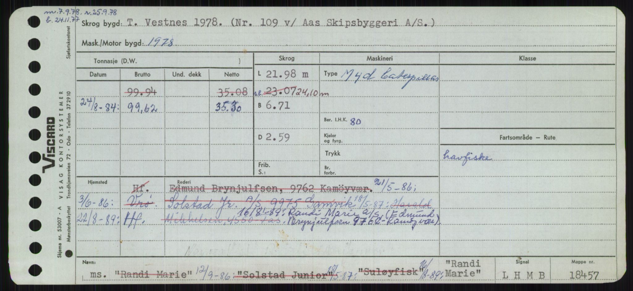 Sjøfartsdirektoratet med forløpere, Skipsmålingen, AV/RA-S-1627/H/Ha/L0004/0002: Fartøy, Mas-R / Fartøy, Odin-R, p. 525