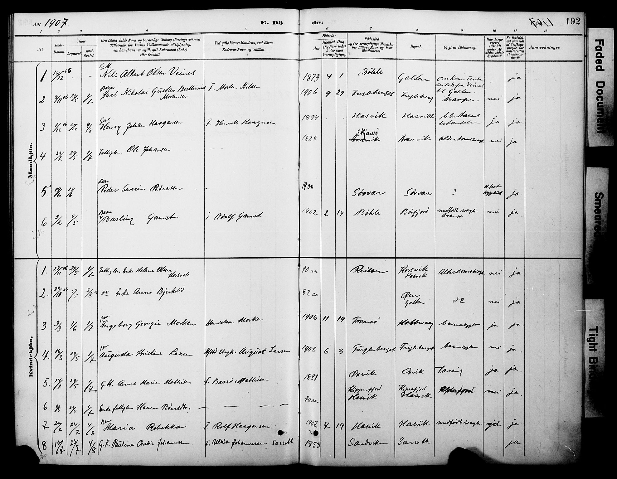 Loppa sokneprestkontor, SATØ/S-1339/H/Ha/L0008kirke: Parish register (official) no. 8, 1889-1907, p. 192