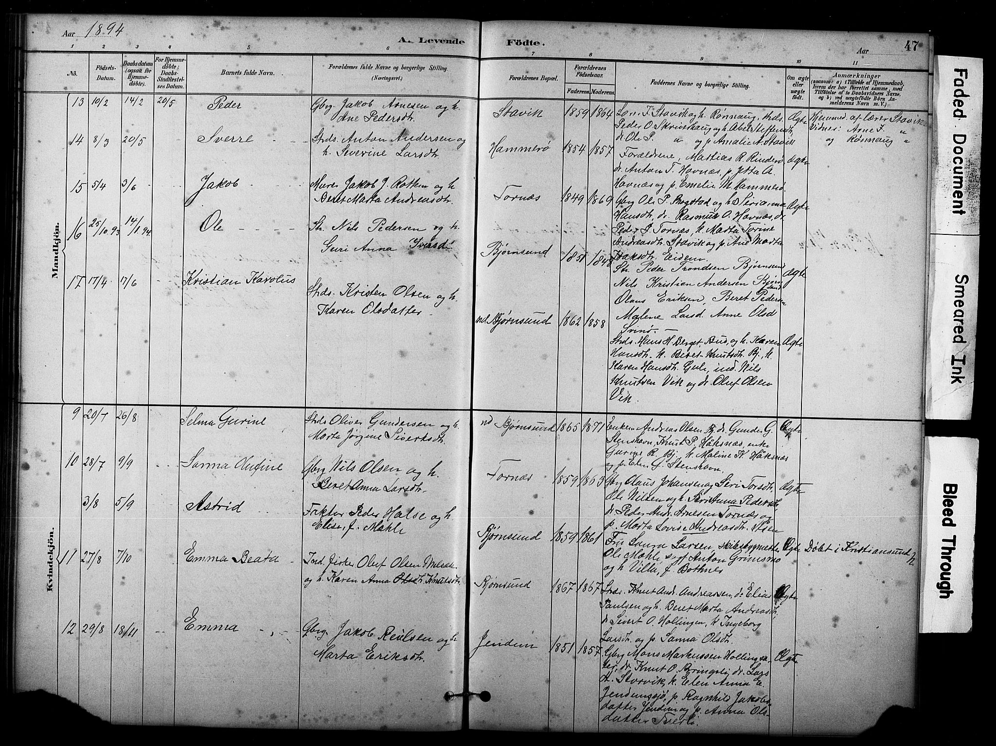 Ministerialprotokoller, klokkerbøker og fødselsregistre - Møre og Romsdal, AV/SAT-A-1454/565/L0755: Parish register (copy) no. 565C04, 1883-1903, p. 47