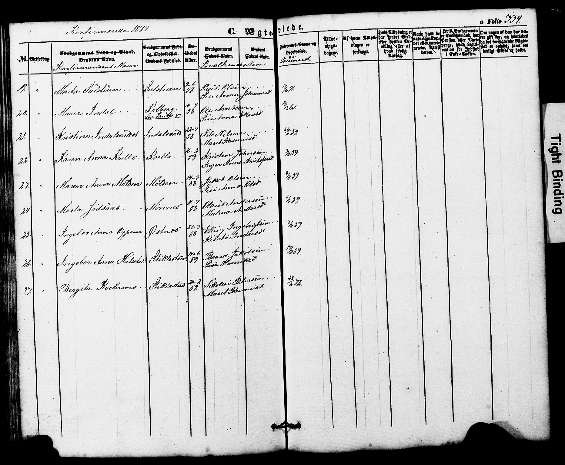 Ministerialprotokoller, klokkerbøker og fødselsregistre - Nord-Trøndelag, SAT/A-1458/724/L0268: Parish register (copy) no. 724C04, 1846-1878, p. 334
