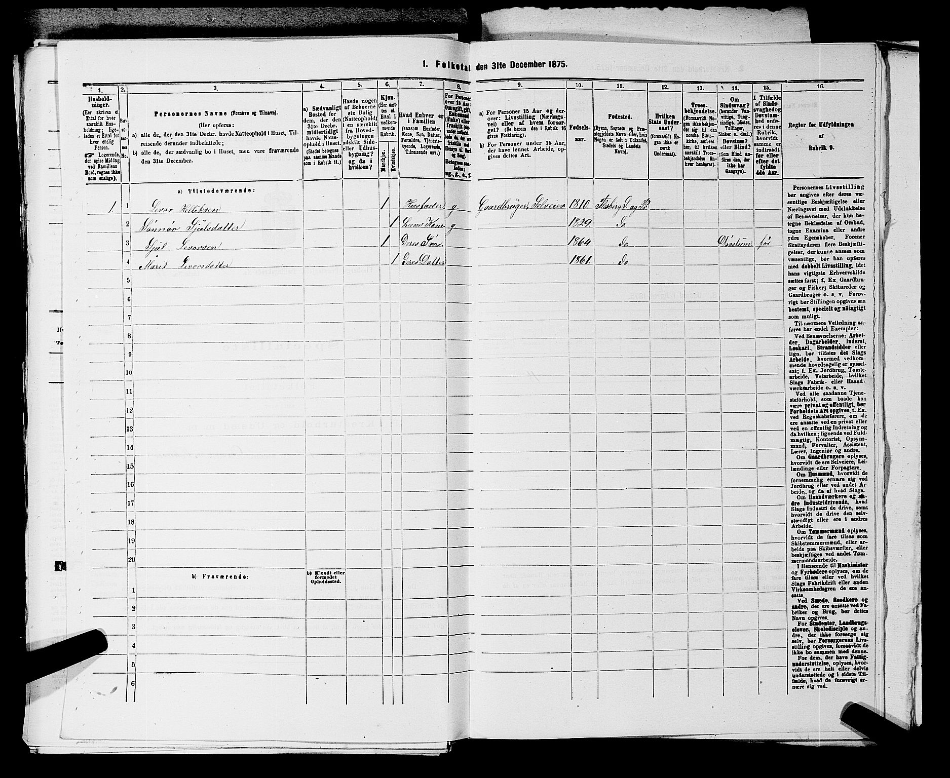 SAKO, 1875 census for 0631P Flesberg, 1875, p. 445