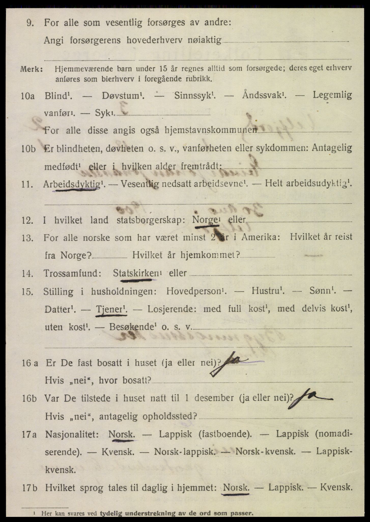 SAT, 1920 census for Velfjord, 1920, p. 1214