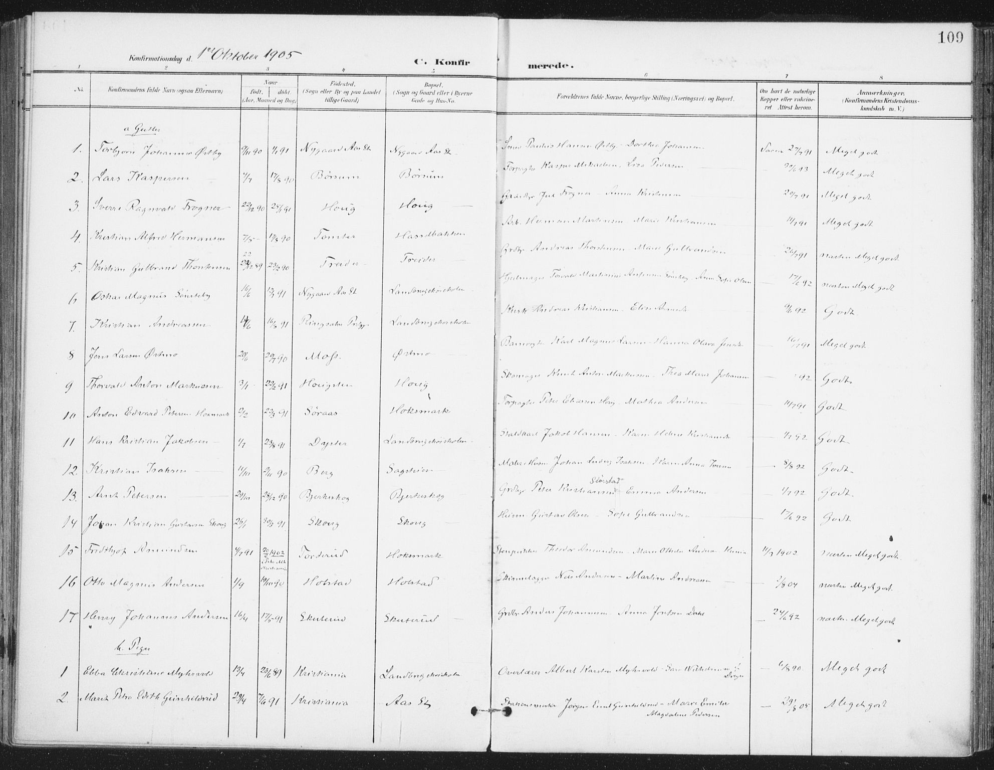 Ås prestekontor Kirkebøker, SAO/A-10894/F/Fa/L0010: Parish register (official) no. I 10, 1900-1918, p. 109