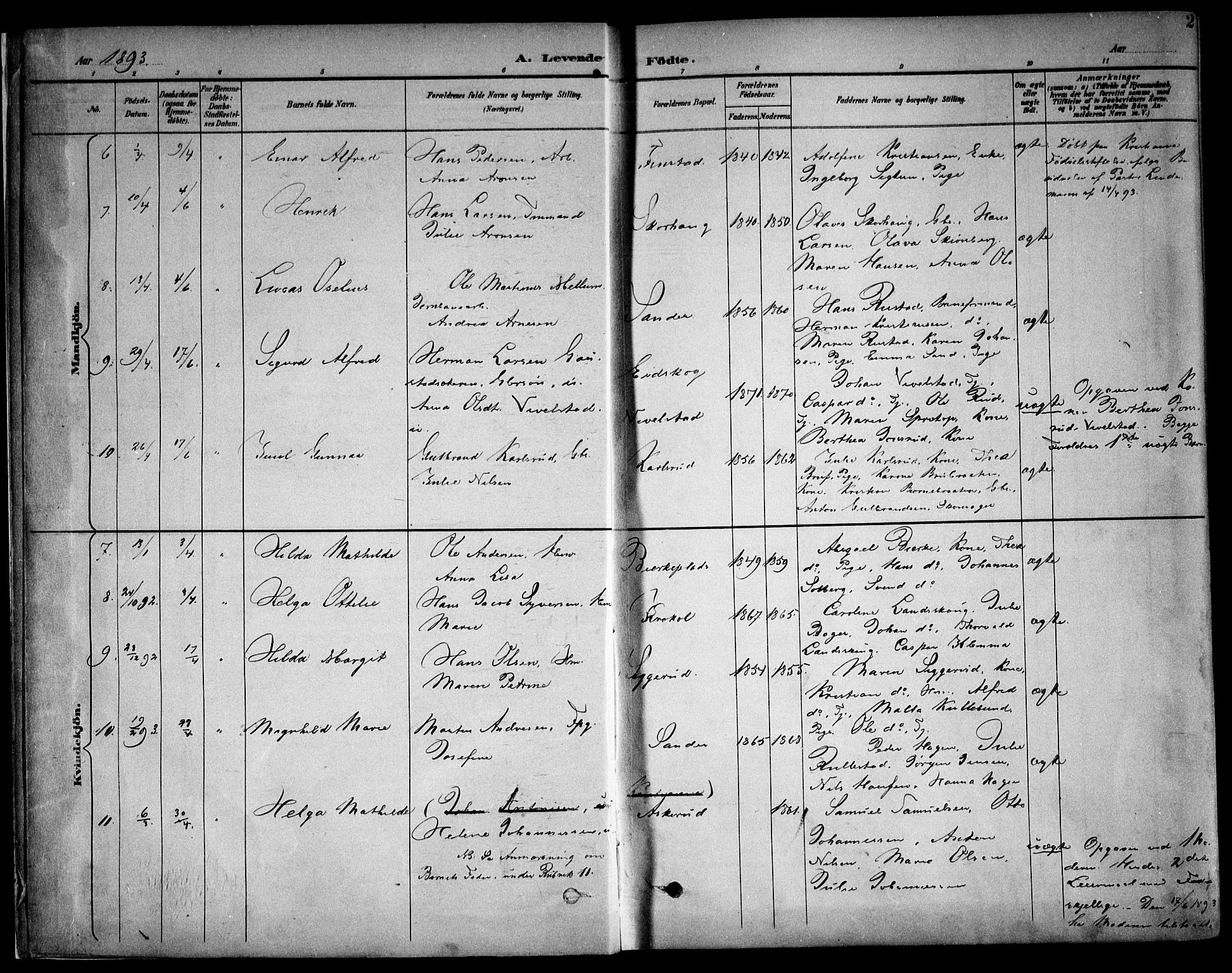 Kråkstad prestekontor Kirkebøker, SAO/A-10125a/F/Fb/L0002: Parish register (official) no. II 2, 1893-1917, p. 2