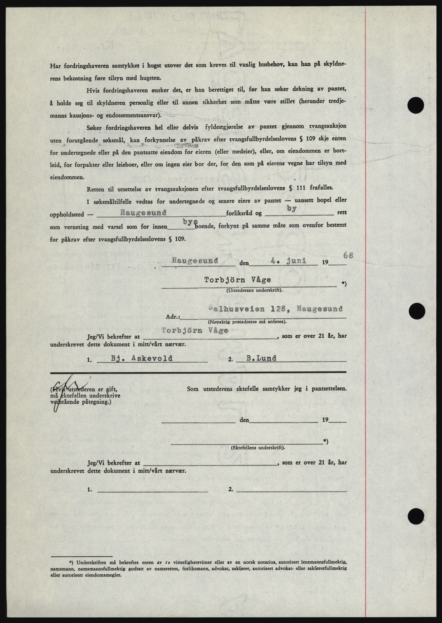 Haugesund tingrett, SAST/A-101415/01/II/IIC/L0058: Mortgage book no. B 58, 1967-1968, Diary no: : 1341/1968