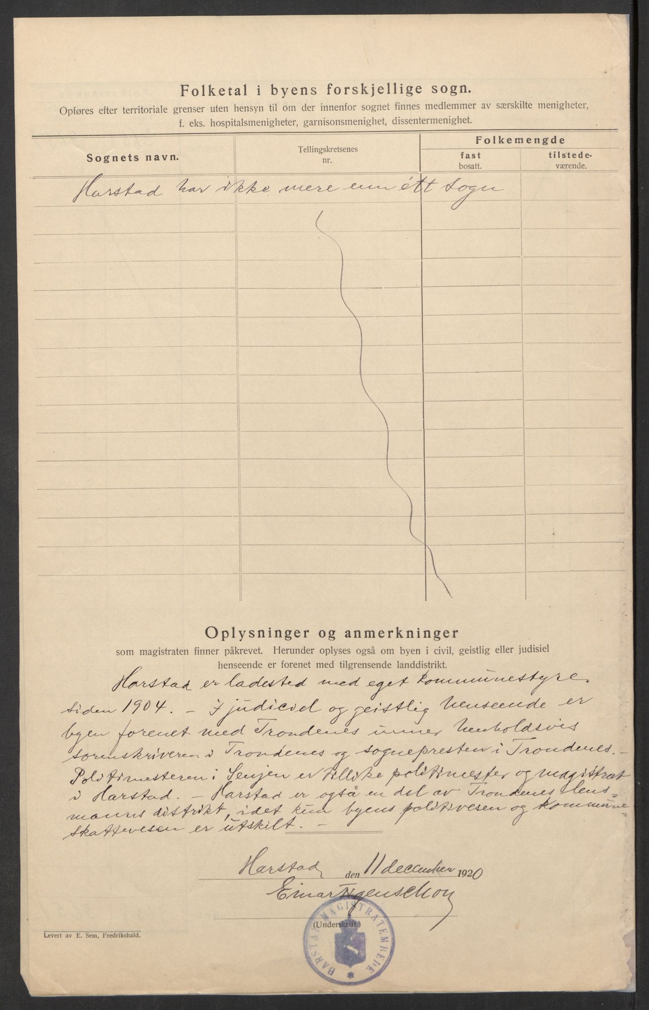 SATØ, 1920 census for Harstad, 1920, p. 6