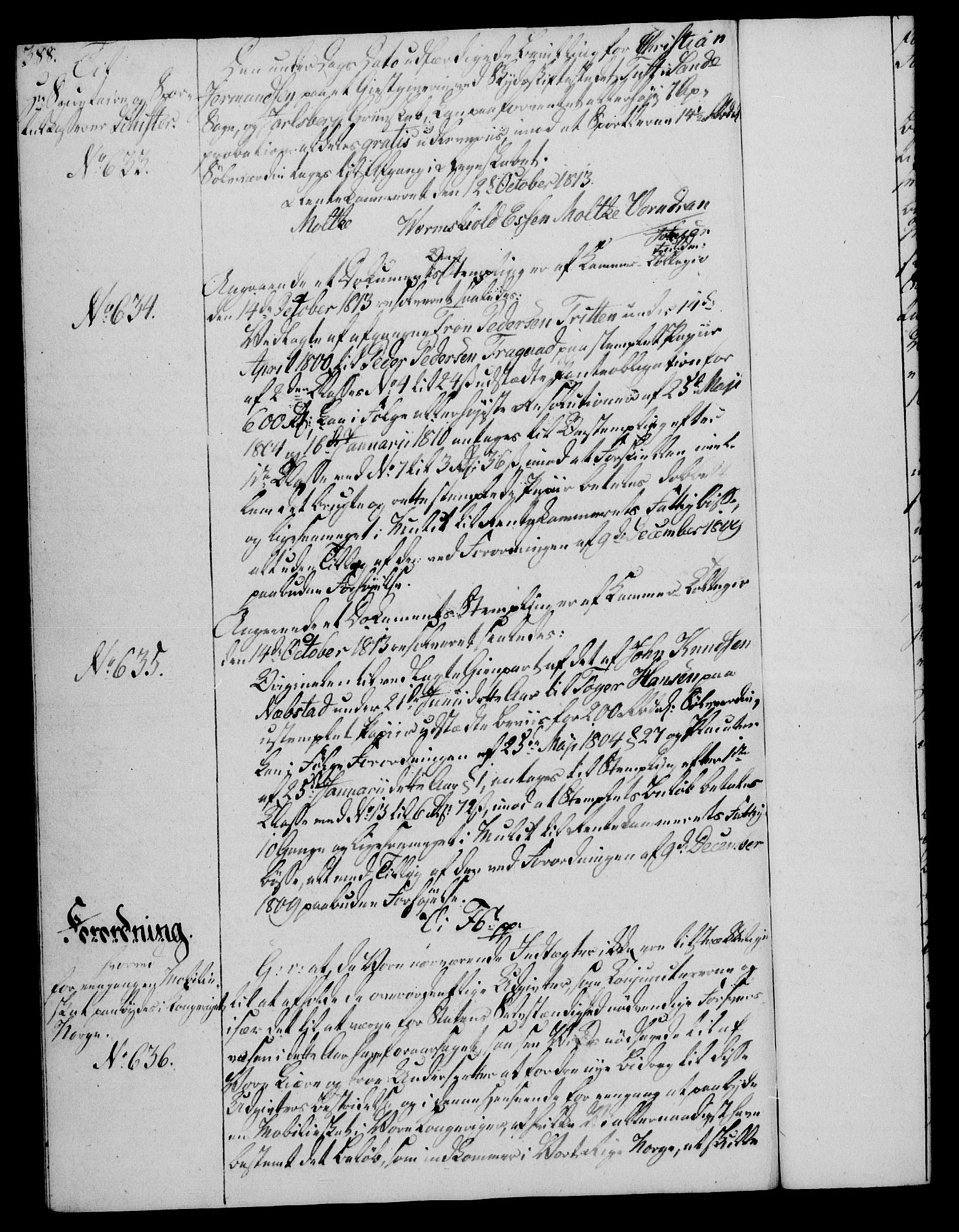 Rentekammeret, Kammerkanselliet, RA/EA-3111/G/Gg/Gga/L0020: Norsk ekspedisjonsprotokoll med register (merket RK 53.20), 1811-1814, p. 388
