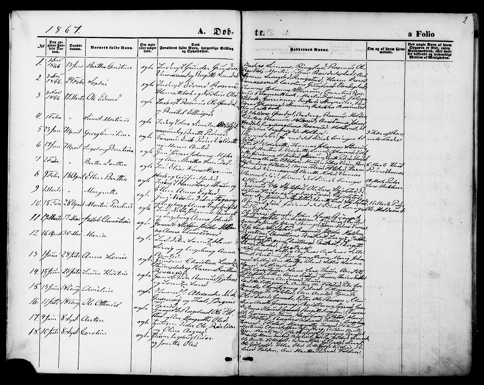 Ministerialprotokoller, klokkerbøker og fødselsregistre - Nord-Trøndelag, SAT/A-1458/744/L0419: Parish register (official) no. 744A03, 1867-1881, p. 2
