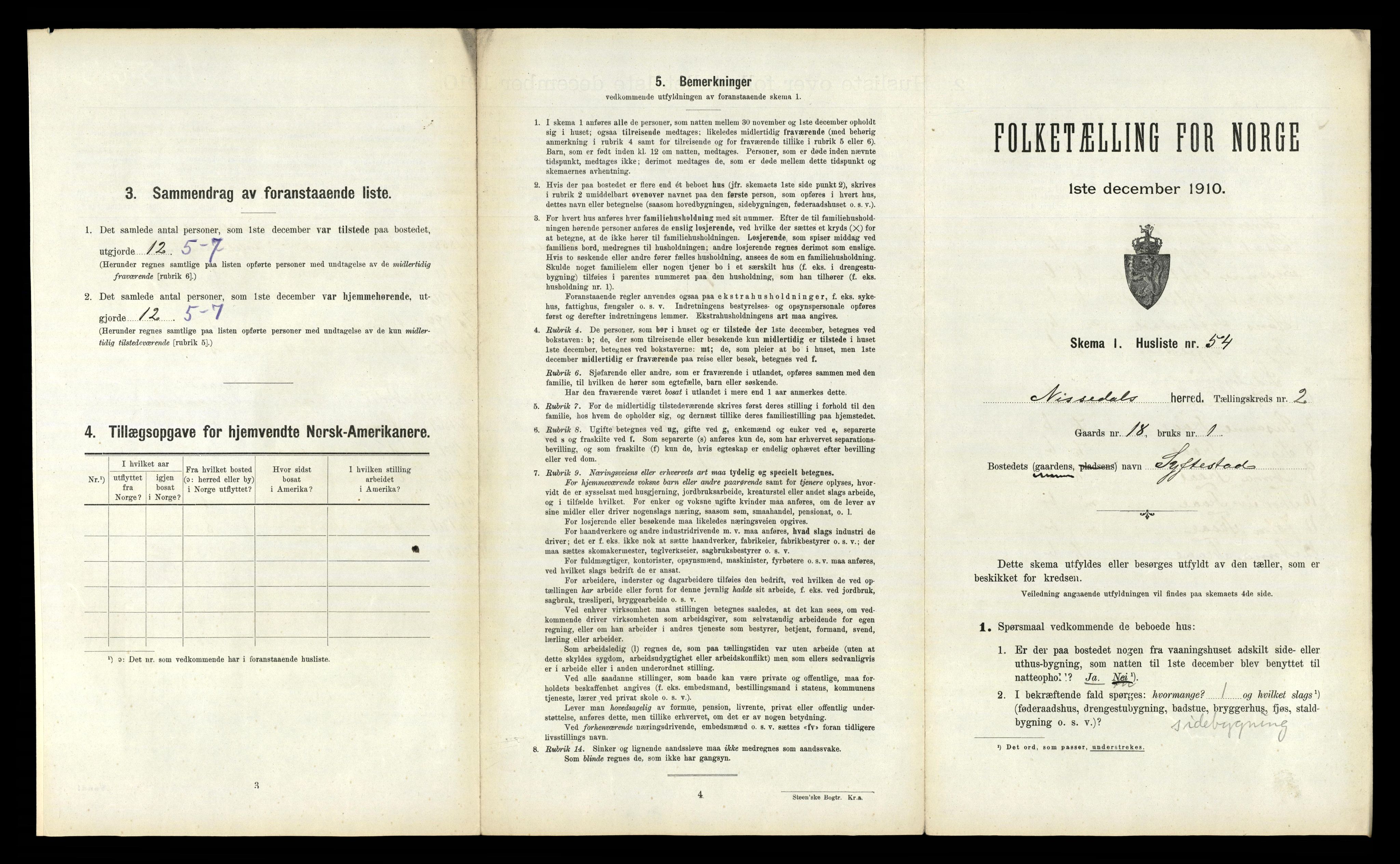 RA, 1910 census for Nissedal, 1910, p. 210