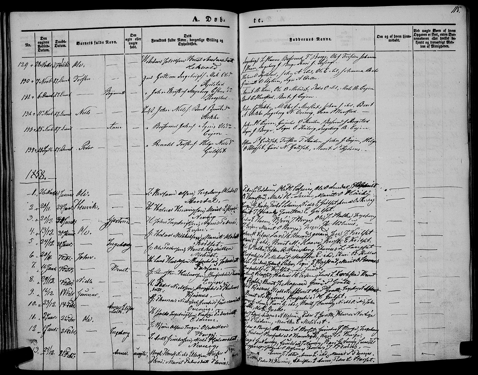 Ministerialprotokoller, klokkerbøker og fødselsregistre - Sør-Trøndelag, AV/SAT-A-1456/695/L1145: Parish register (official) no. 695A06 /1, 1843-1859, p. 115