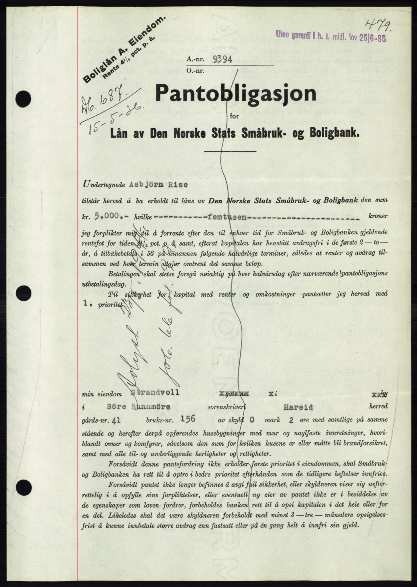 Søre Sunnmøre sorenskriveri, AV/SAT-A-4122/1/2/2C/L0060: Mortgage book no. 54, 1935-1936, Deed date: 15.05.1936