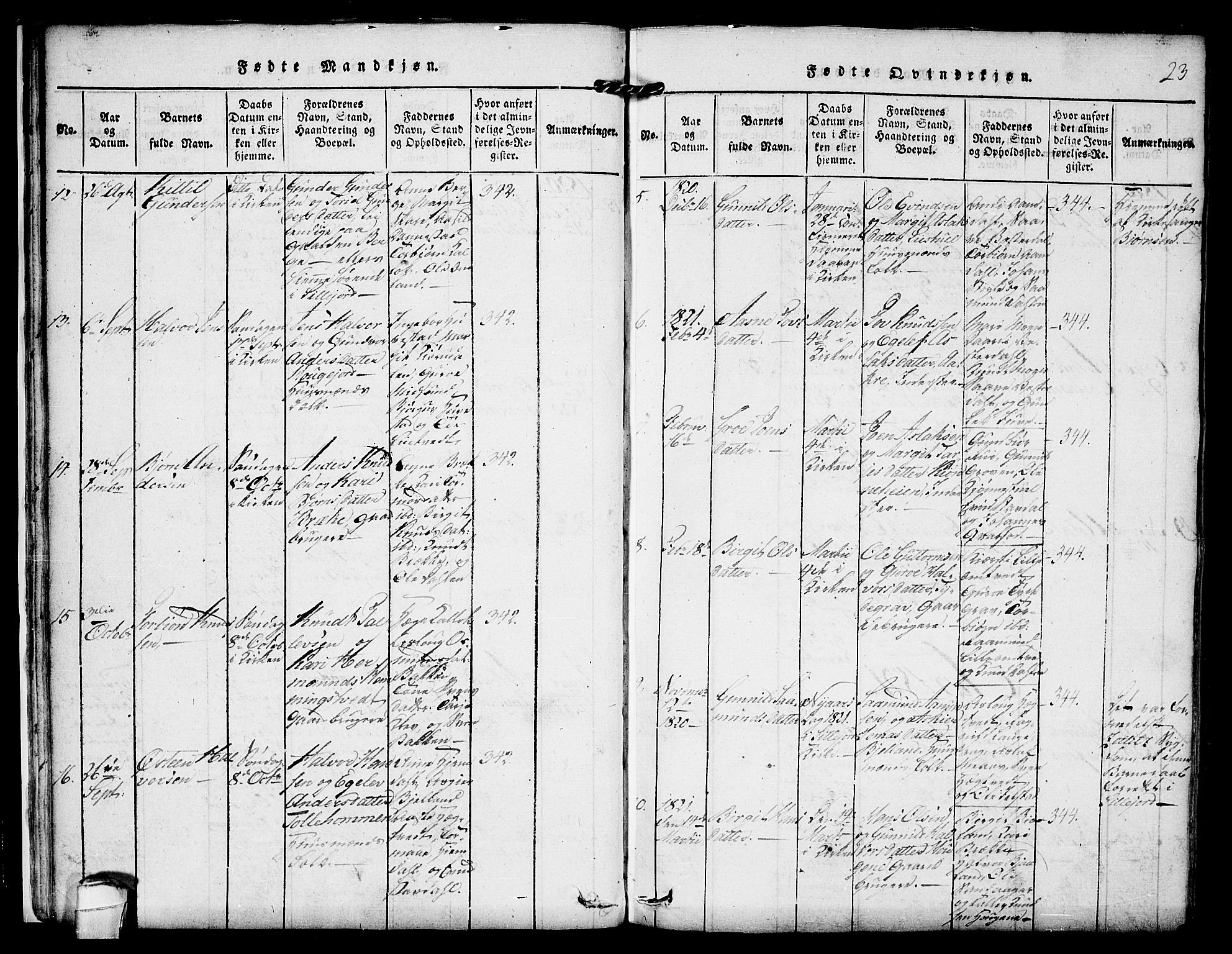 Kviteseid kirkebøker, SAKO/A-276/F/Fb/L0001: Parish register (official) no. II 1, 1815-1836, p. 23