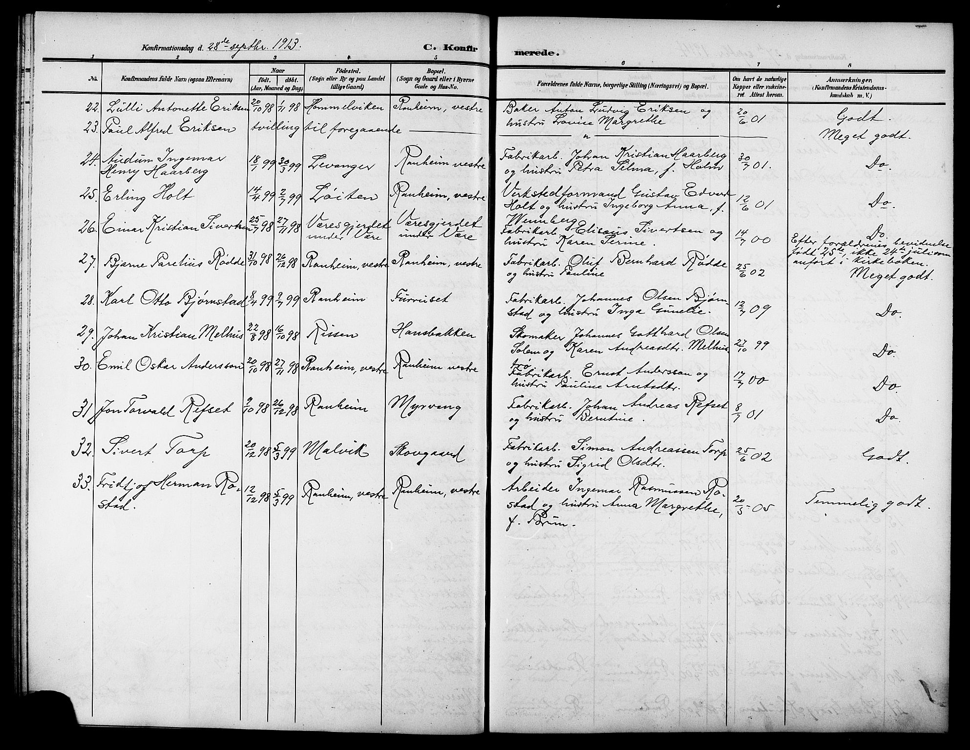 Ministerialprotokoller, klokkerbøker og fødselsregistre - Sør-Trøndelag, AV/SAT-A-1456/615/L0400: Parish register (copy) no. 615C01, 1905-1921