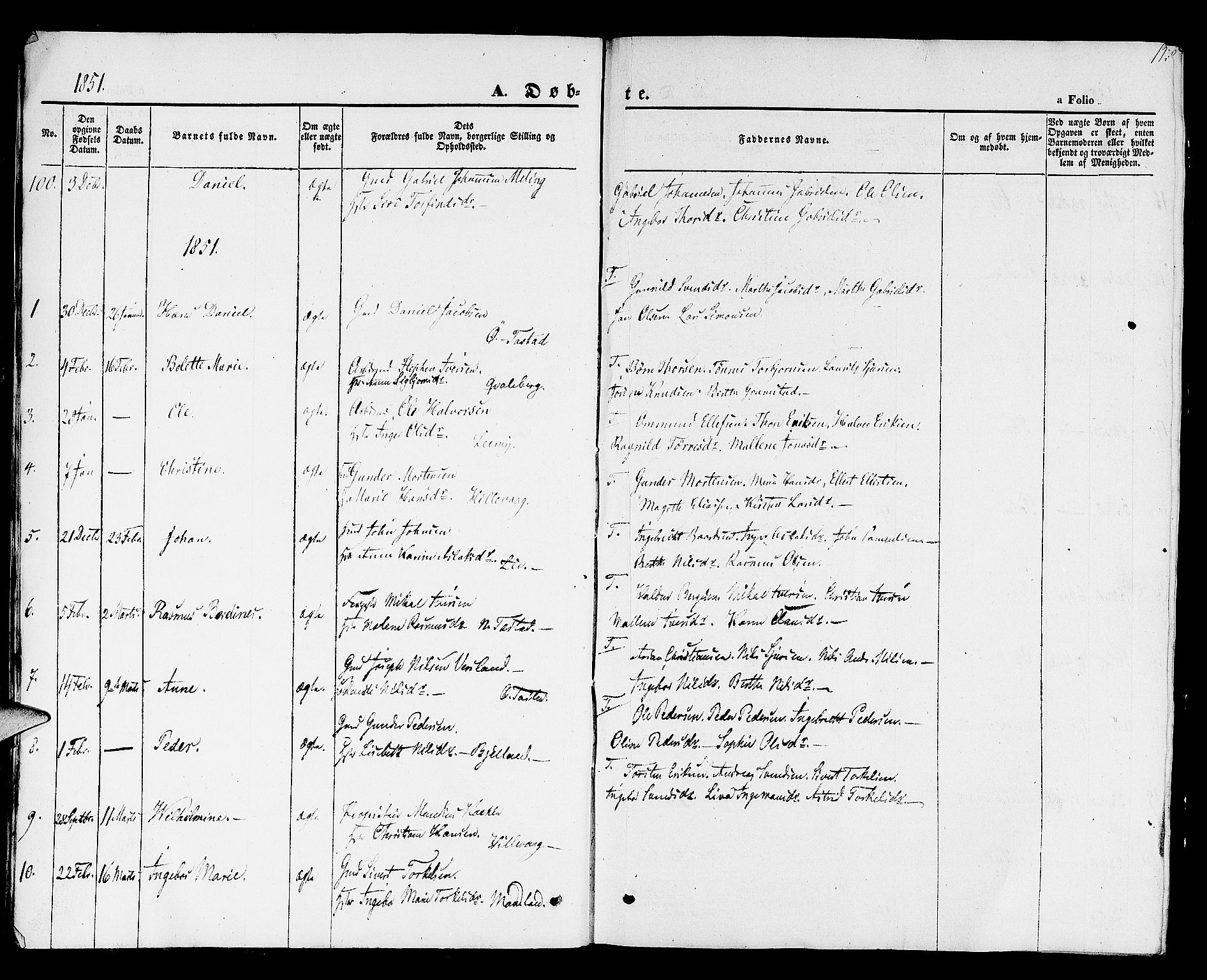 Hetland sokneprestkontor, SAST/A-101826/30/30BB/L0001: Parish register (copy) no. B 1, 1850-1868, p. 12