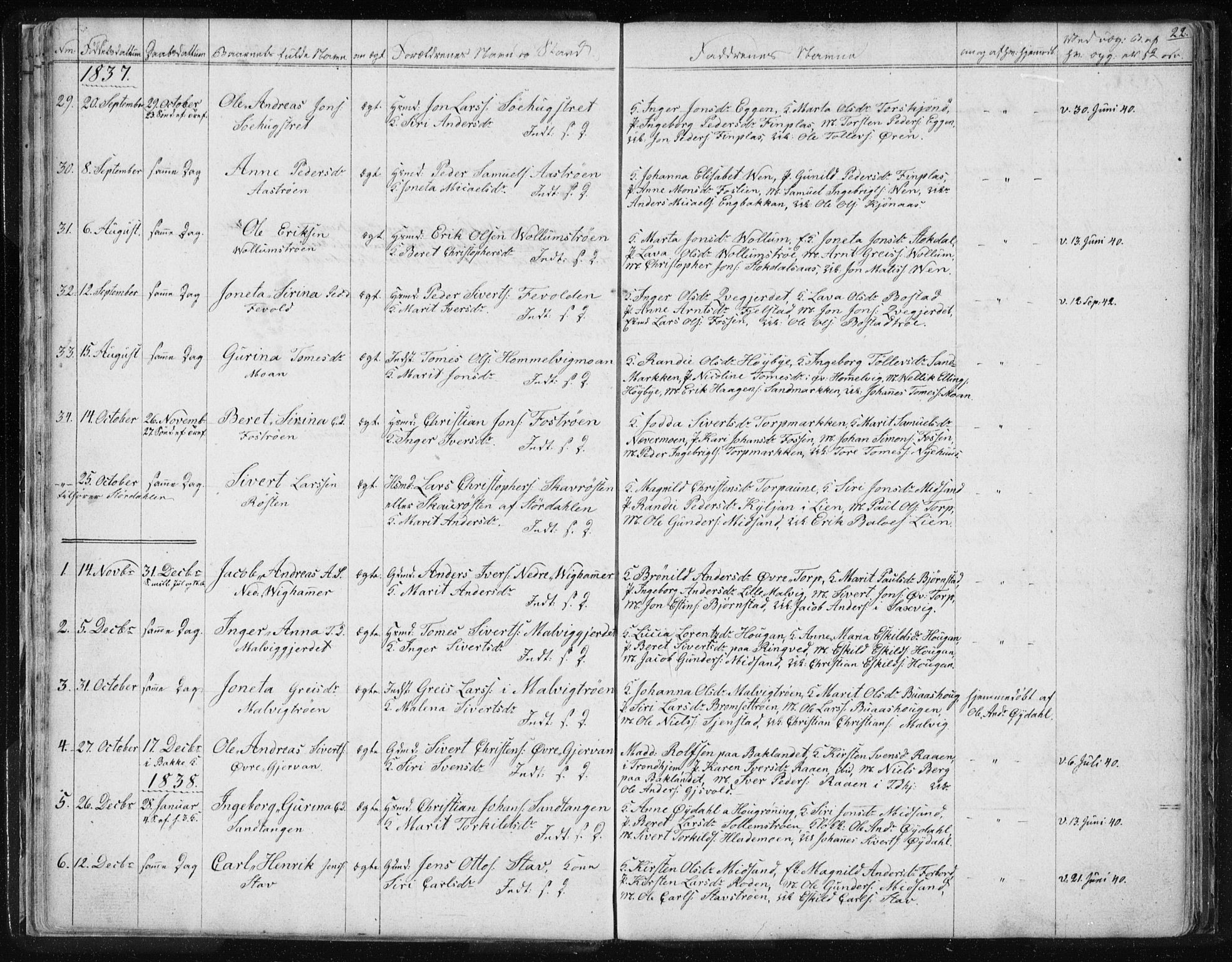 Ministerialprotokoller, klokkerbøker og fødselsregistre - Sør-Trøndelag, SAT/A-1456/616/L0405: Parish register (official) no. 616A02, 1831-1842, p. 22