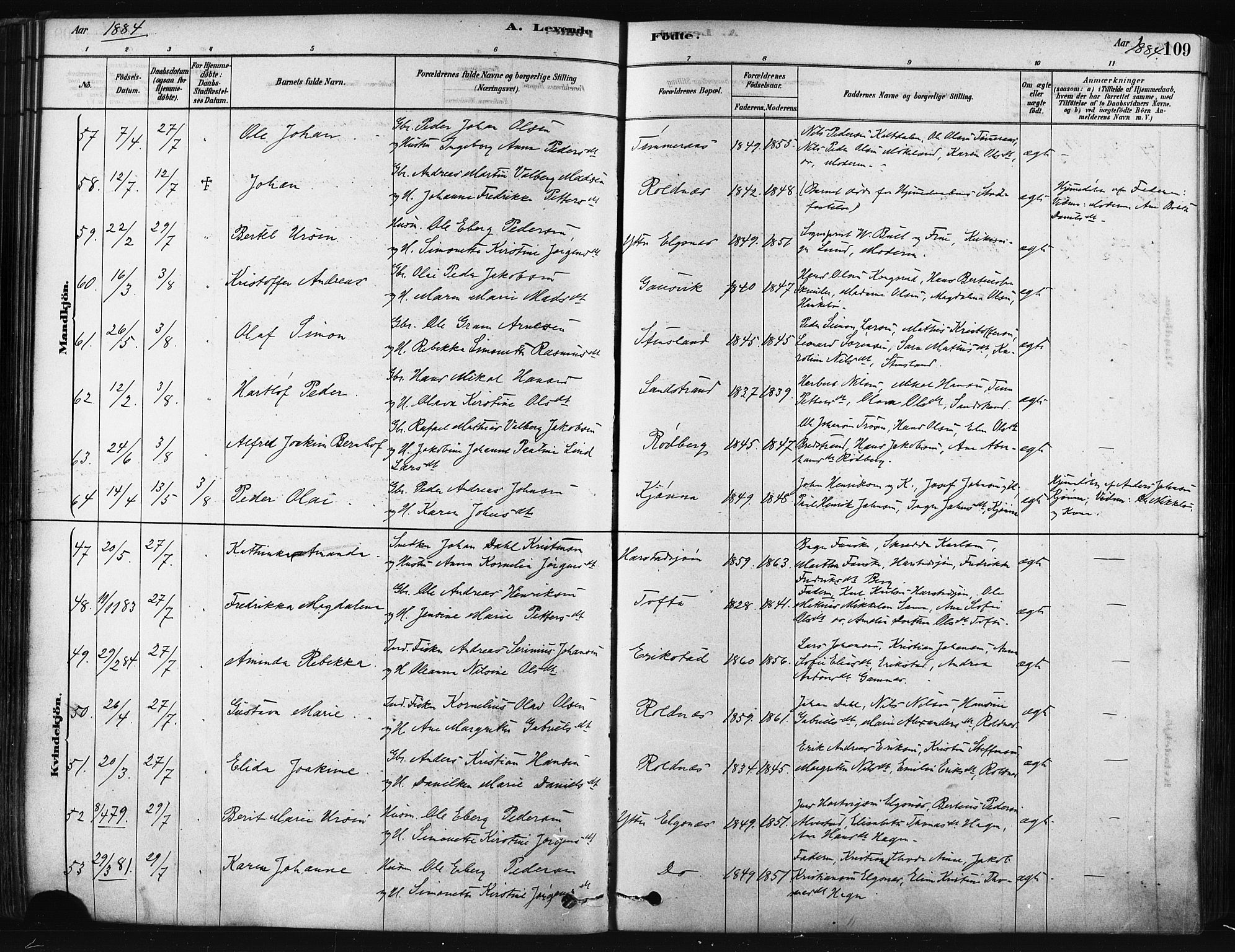 Trondenes sokneprestkontor, SATØ/S-1319/H/Ha/L0014kirke: Parish register (official) no. 14, 1878-1889, p. 109