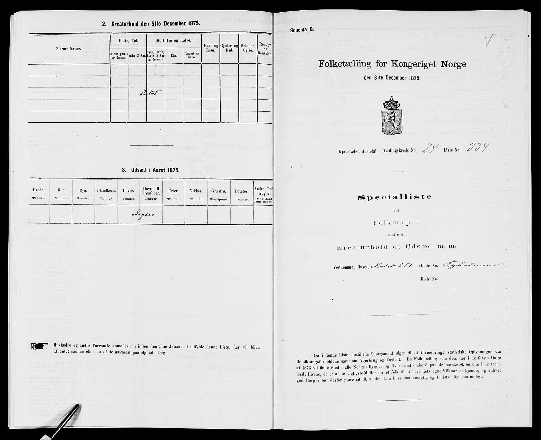 SAK, 1875 census for 0903P Arendal, 1875, p. 772