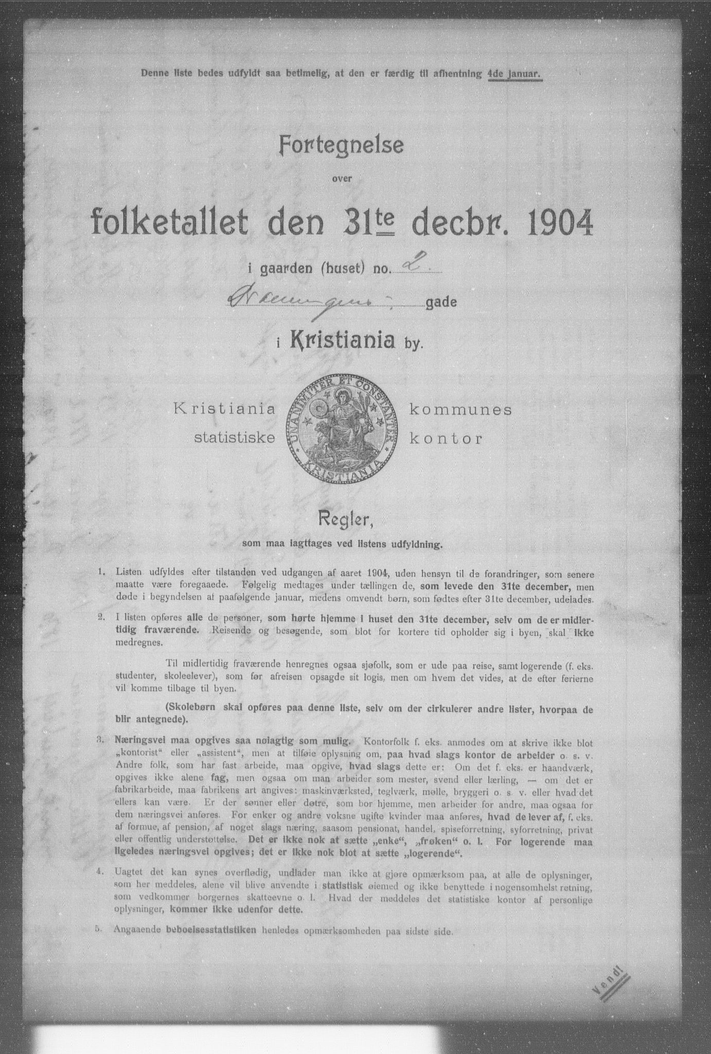 OBA, Municipal Census 1904 for Kristiania, 1904, p. 3480