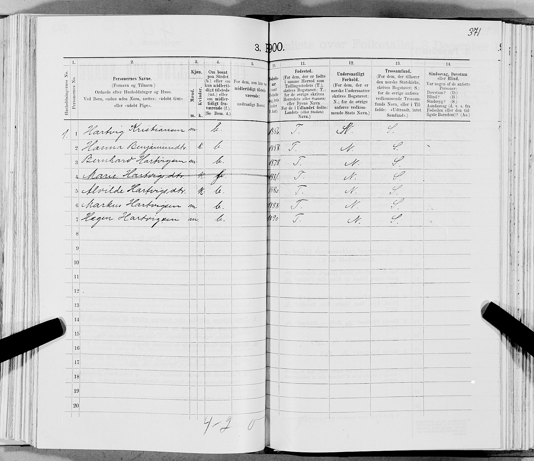 SAT, 1900 census for Gildeskål, 1900, p. 1354