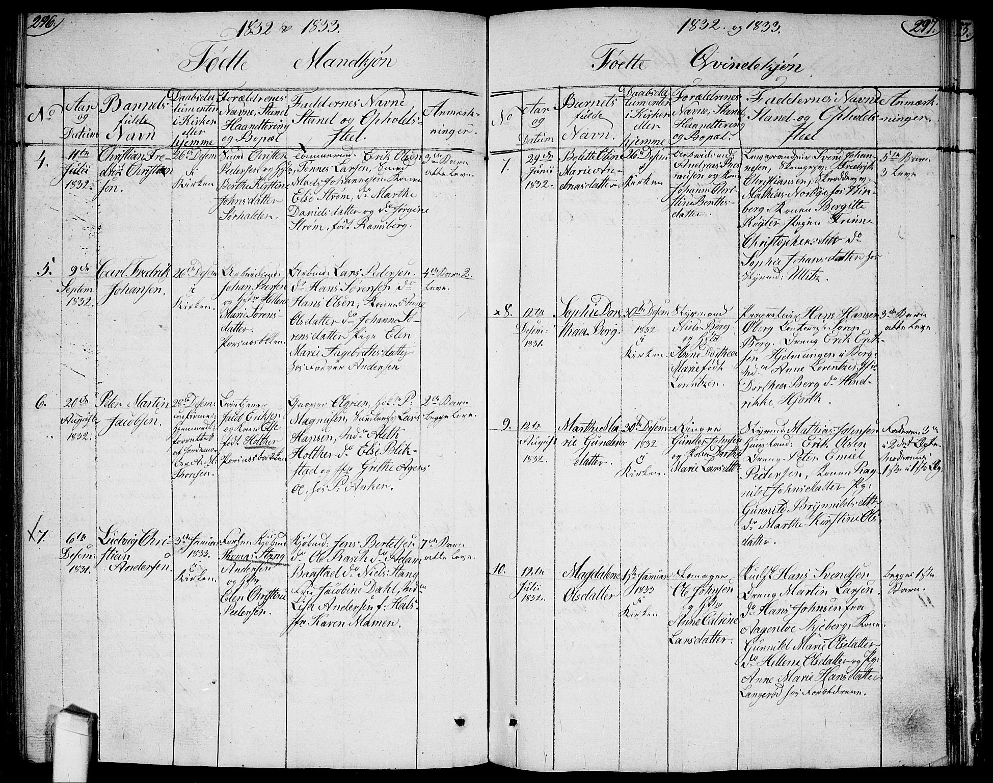 Halden prestekontor Kirkebøker, AV/SAO-A-10909/G/Ga/L0002: Parish register (copy) no. 2, 1821-1834, p. 296-297