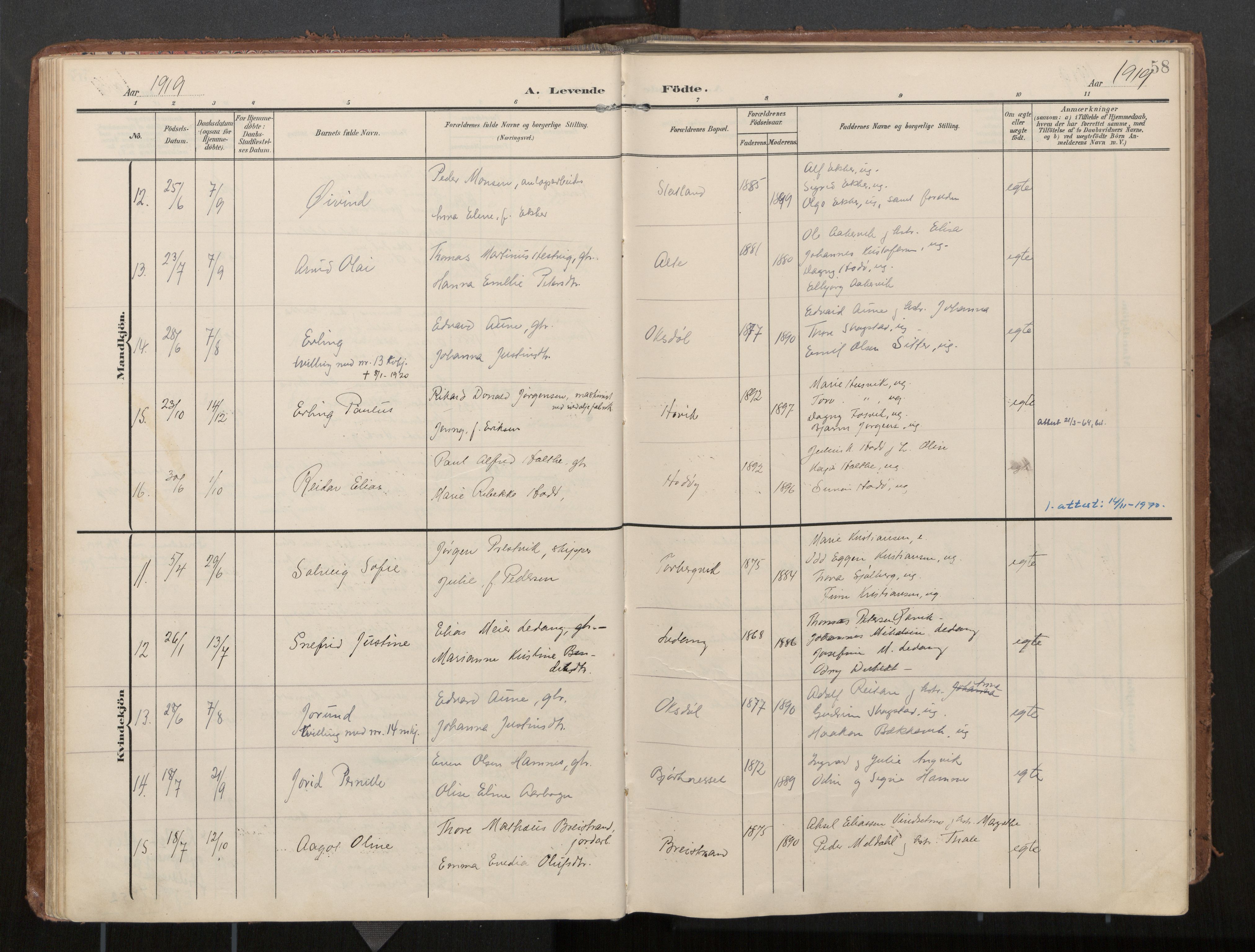 Ministerialprotokoller, klokkerbøker og fødselsregistre - Nord-Trøndelag, AV/SAT-A-1458/774/L0629: Parish register (official), 1904-1926, p. 58