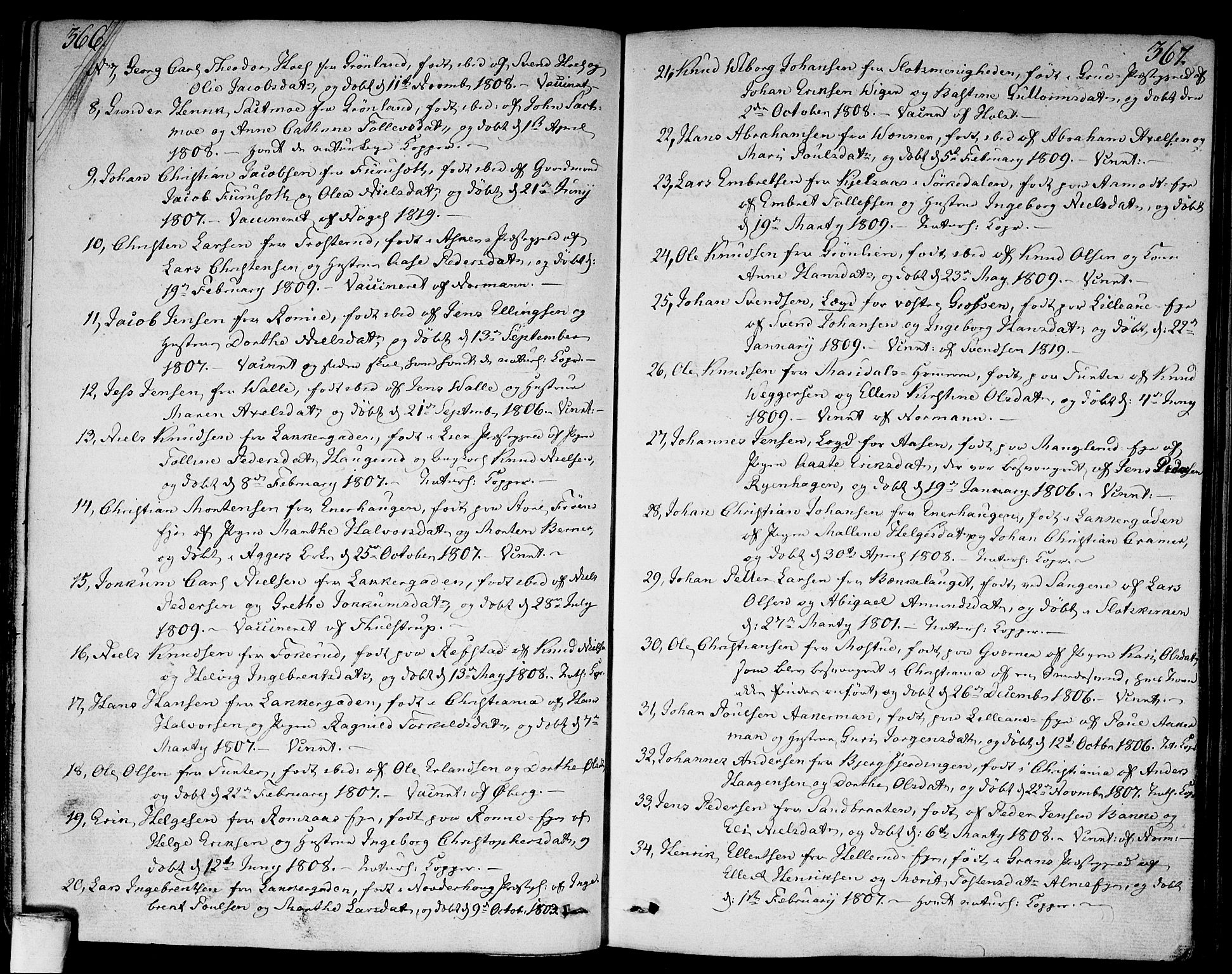 Aker prestekontor kirkebøker, SAO/A-10861/F/L0012: Parish register (official) no. 12, 1819-1828, p. 366-367