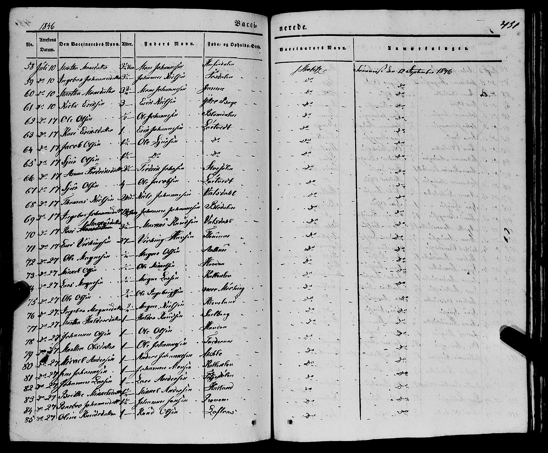 Haus sokneprestembete, AV/SAB-A-75601/H/Haa: Parish register (official) no. A 15, 1838-1847, p. 431