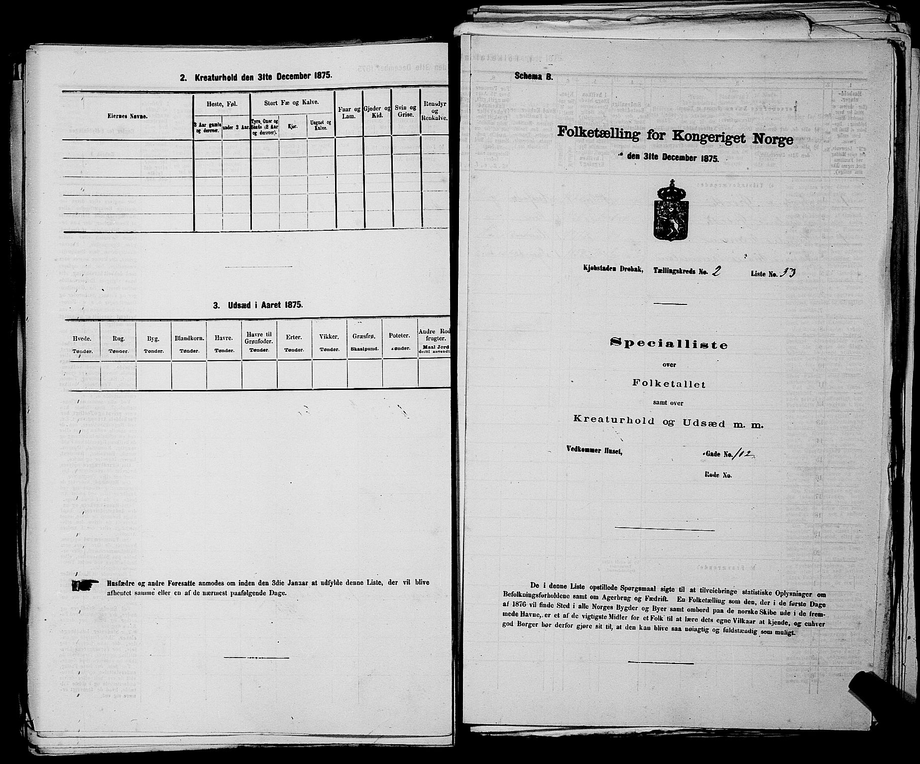 RA, 1875 census for 0203B Drøbak/Drøbak, 1875, p. 203