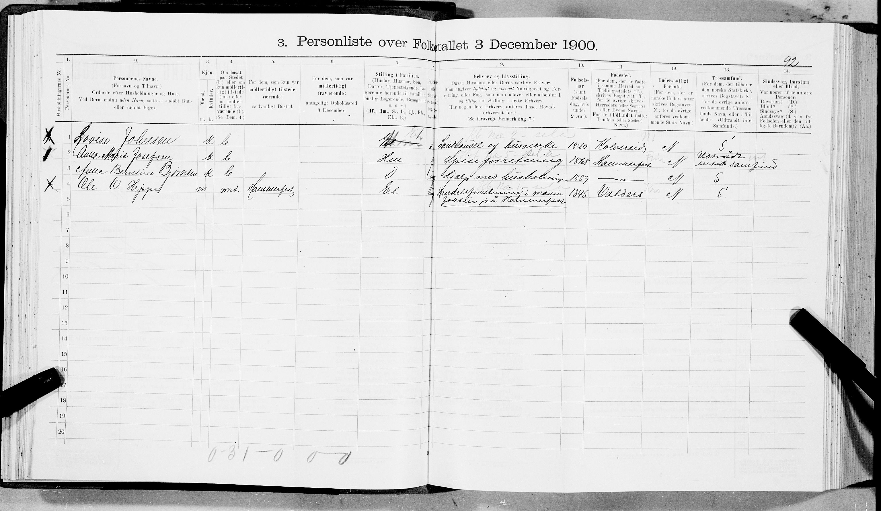 SAT, 1900 census for Ankenes, 1900, p. 740