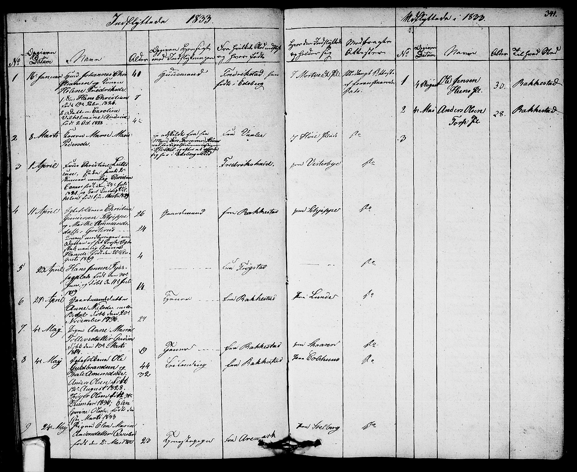 Eidsberg prestekontor Kirkebøker, SAO/A-10905/F/Fa/L0008: Parish register (official) no. I 8, 1832-1848, p. 341