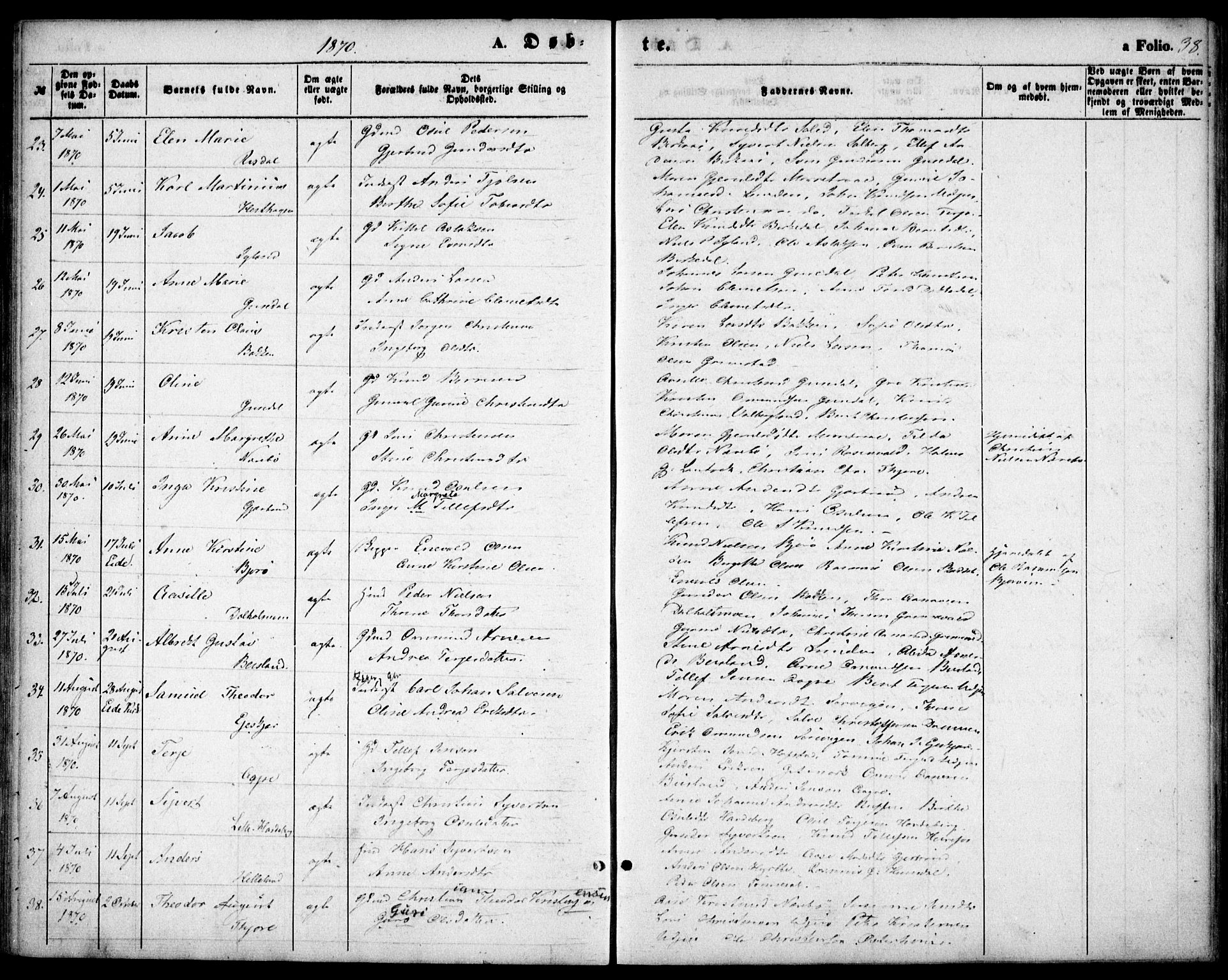 Hommedal sokneprestkontor, AV/SAK-1111-0023/F/Fa/Fab/L0005: Parish register (official) no. A 5, 1861-1877, p. 39