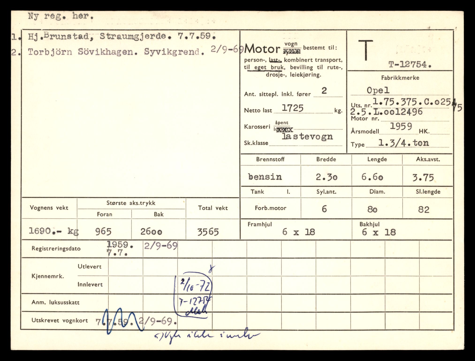 Møre og Romsdal vegkontor - Ålesund trafikkstasjon, AV/SAT-A-4099/F/Fe/L0035: Registreringskort for kjøretøy T 12653 - T 12829, 1927-1998, p. 1961