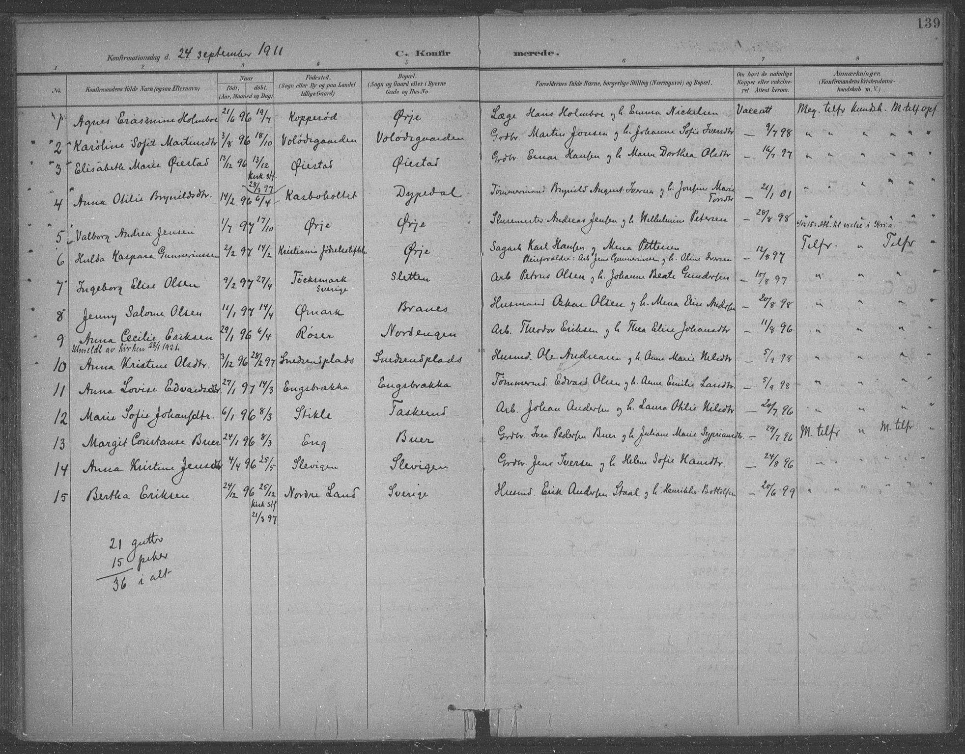 Aremark prestekontor Kirkebøker, SAO/A-10899/F/Fb/L0005: Parish register (official) no. II 5, 1895-1919, p. 139