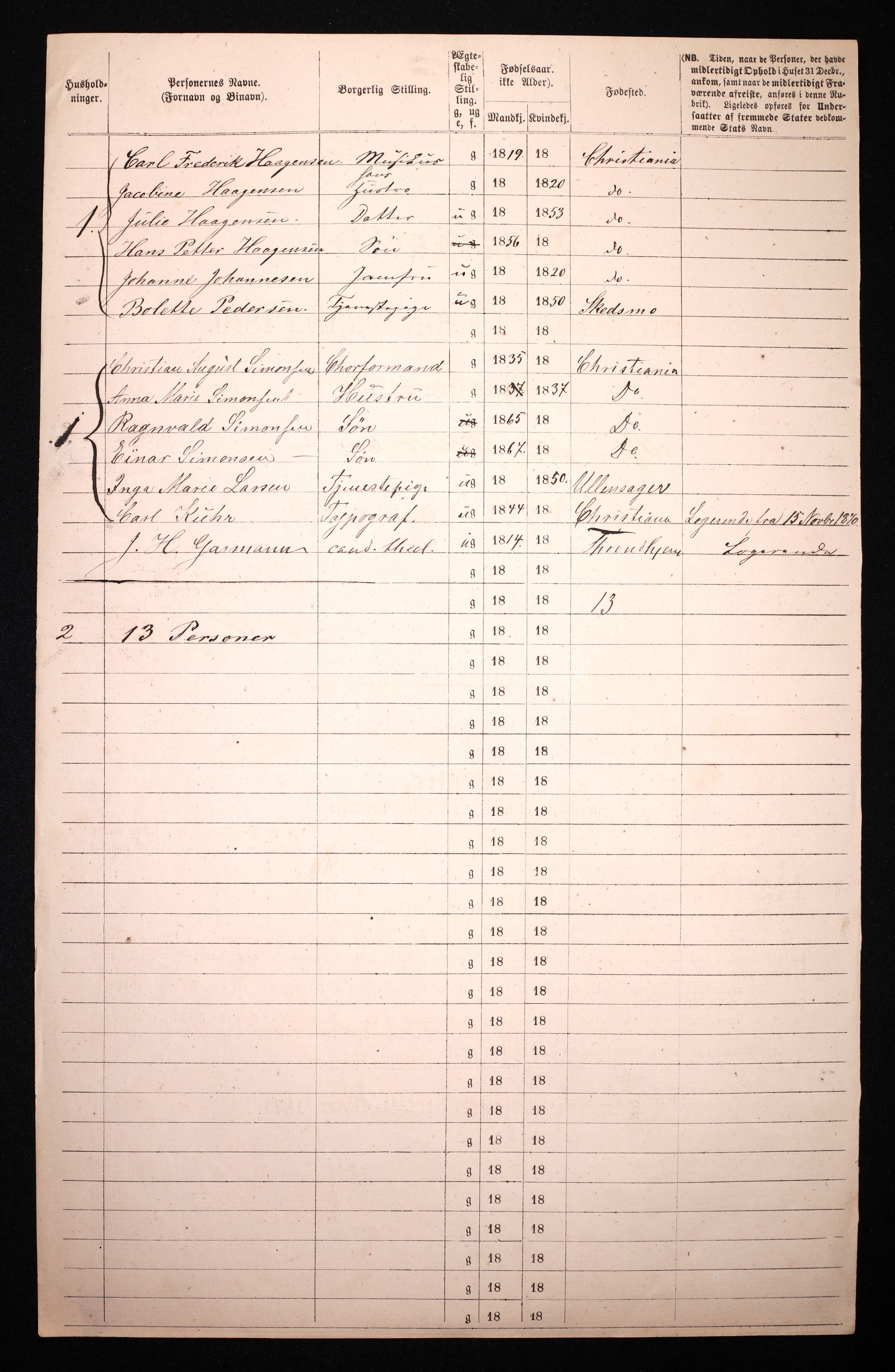 RA, 1870 census for 0301 Kristiania, 1870, p. 3417