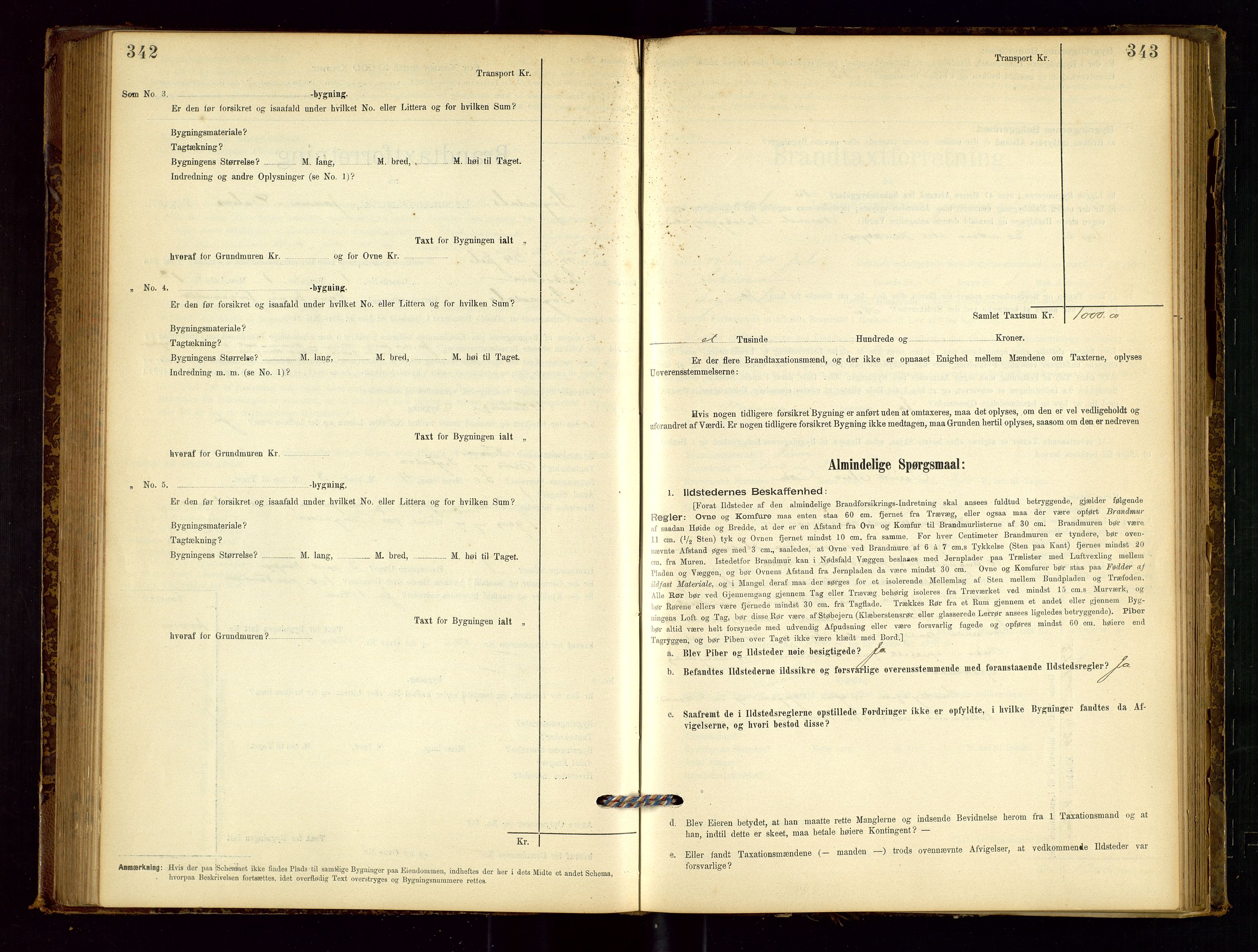 Sokndal lensmannskontor, AV/SAST-A-100417/Gob/L0001: "Brandtaxt-Protokol", 1895-1902, p. 342-343