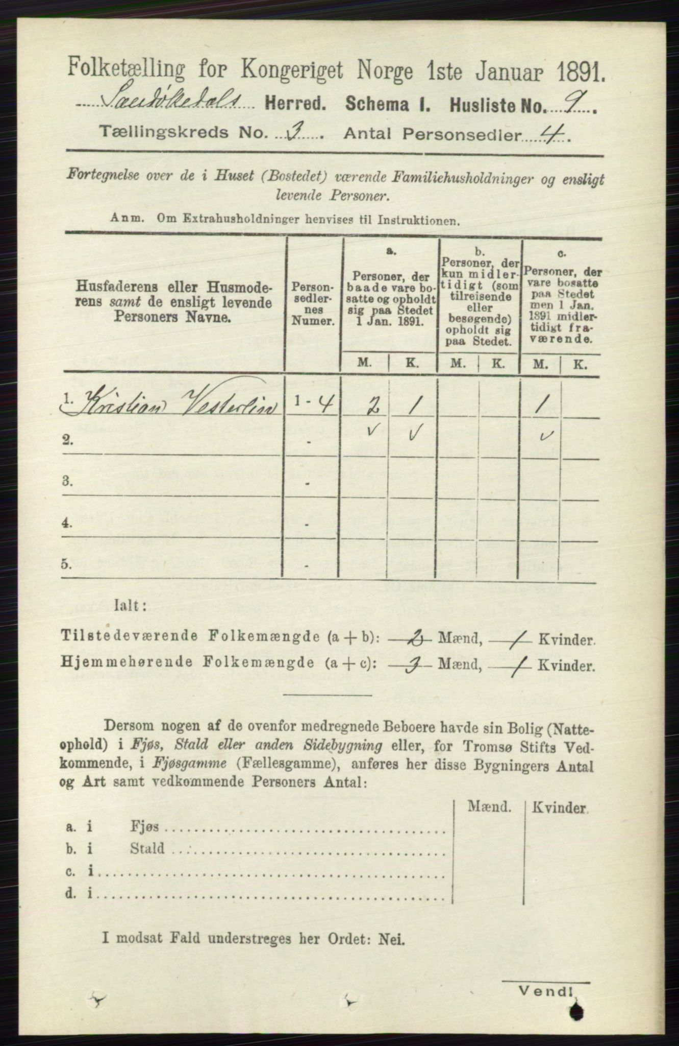 RA, 1891 census for 0816 Sannidal, 1891, p. 748