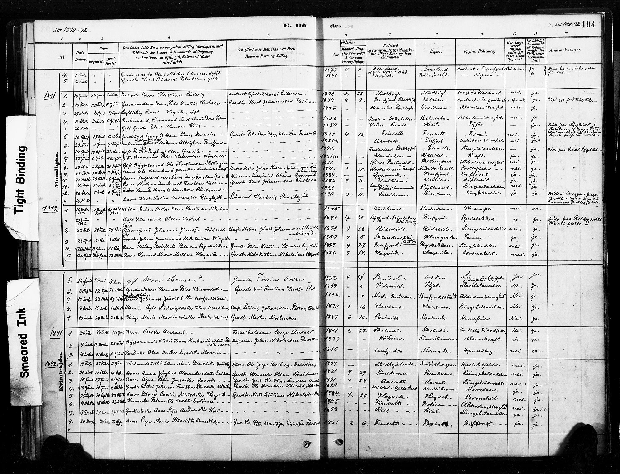 Ministerialprotokoller, klokkerbøker og fødselsregistre - Nord-Trøndelag, SAT/A-1458/789/L0705: Parish register (official) no. 789A01, 1878-1910, p. 194