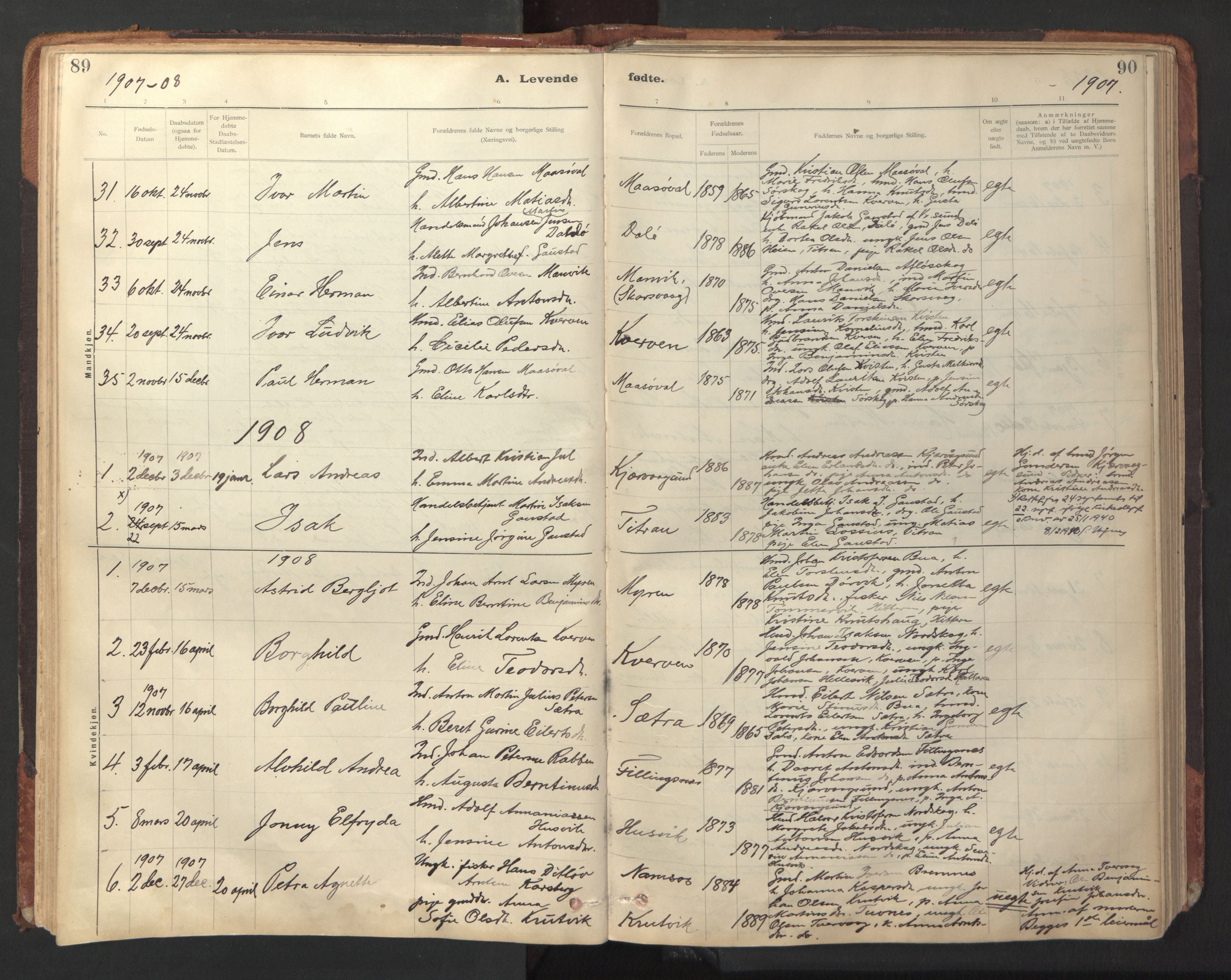 Ministerialprotokoller, klokkerbøker og fødselsregistre - Sør-Trøndelag, SAT/A-1456/641/L0596: Parish register (official) no. 641A02, 1898-1915, p. 89-90