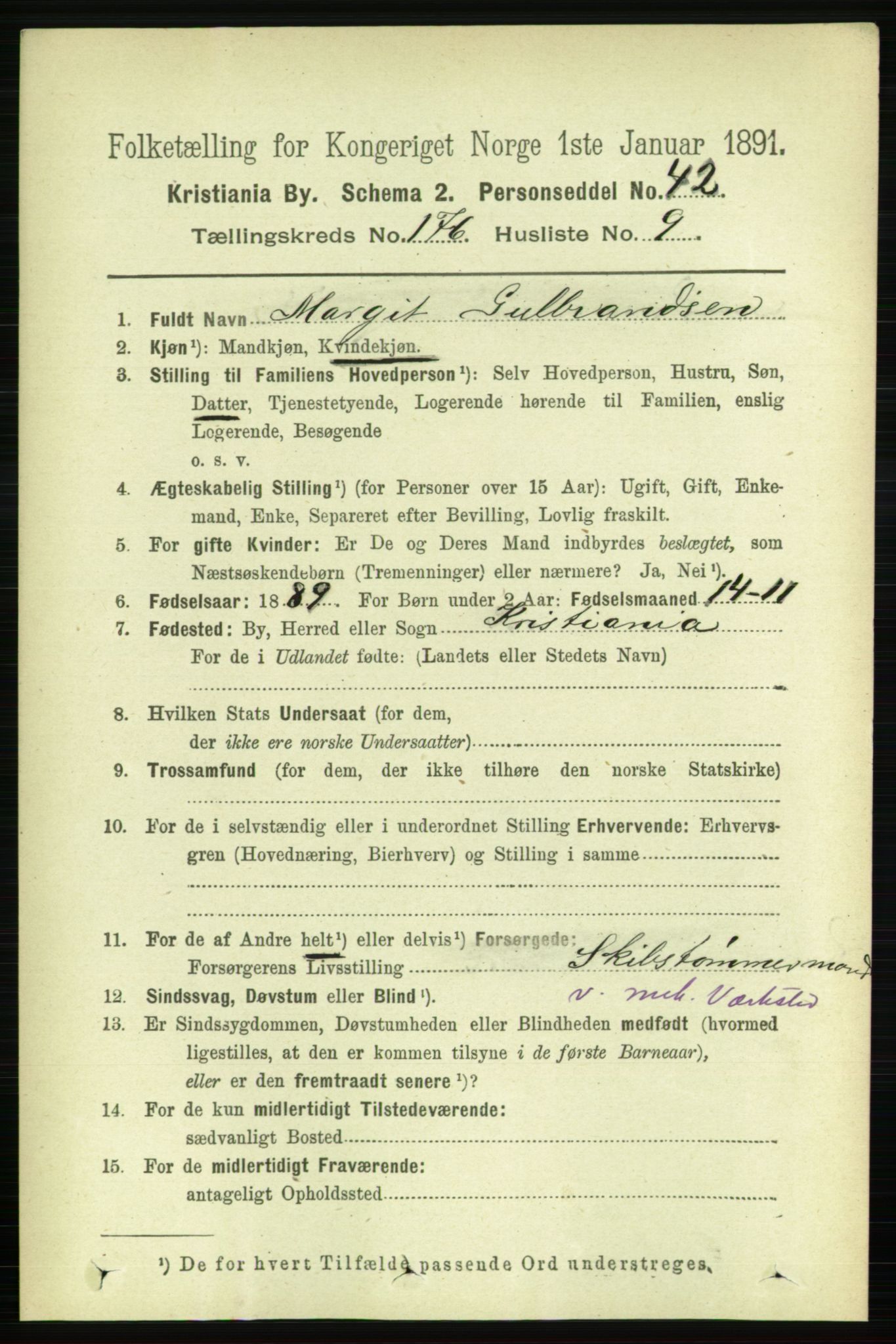 RA, 1891 census for 0301 Kristiania, 1891, p. 105903