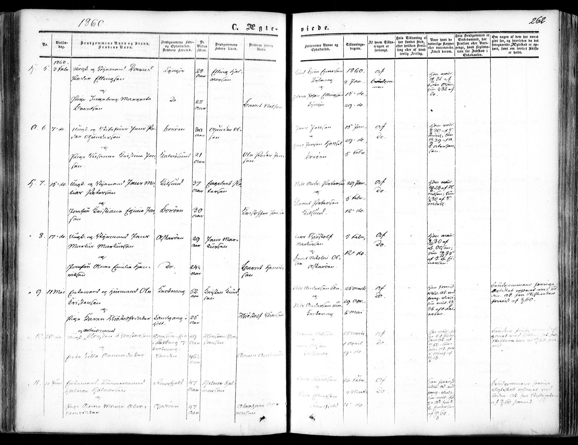 Dypvåg sokneprestkontor, SAK/1111-0007/F/Fa/Faa/L0006: Parish register (official) no. A 6, 1855-1872, p. 262