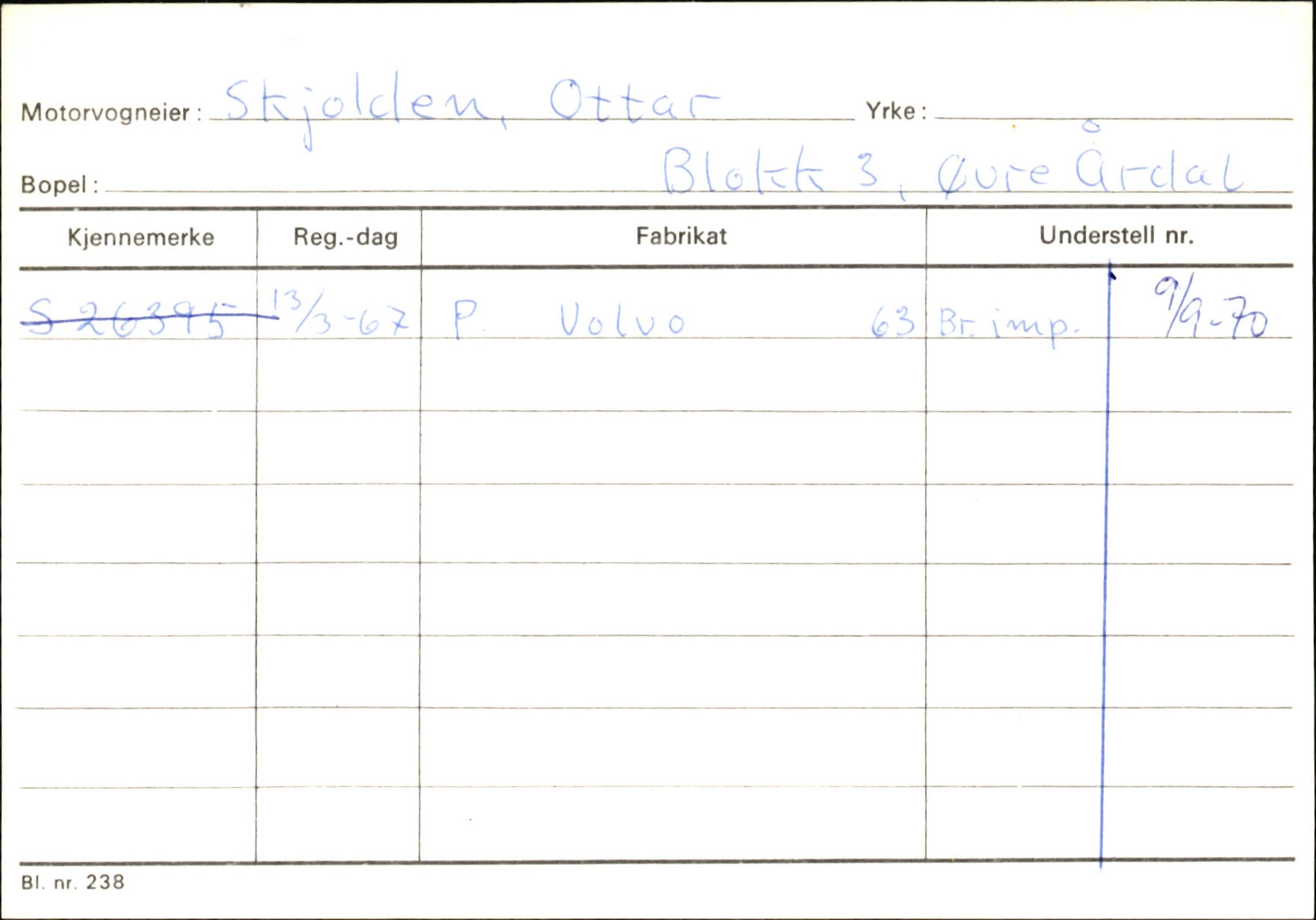 Statens vegvesen, Sogn og Fjordane vegkontor, AV/SAB-A-5301/4/F/L0146: Registerkort Årdal R-Å samt diverse kort, 1945-1975, p. 380