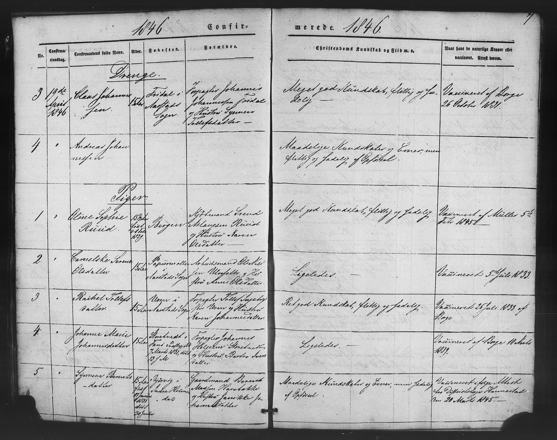 St. Jørgens hospital og Årstad sokneprestembete, SAB/A-99934: Parish register (copy) no. A 5, 1844-1871, p. 7