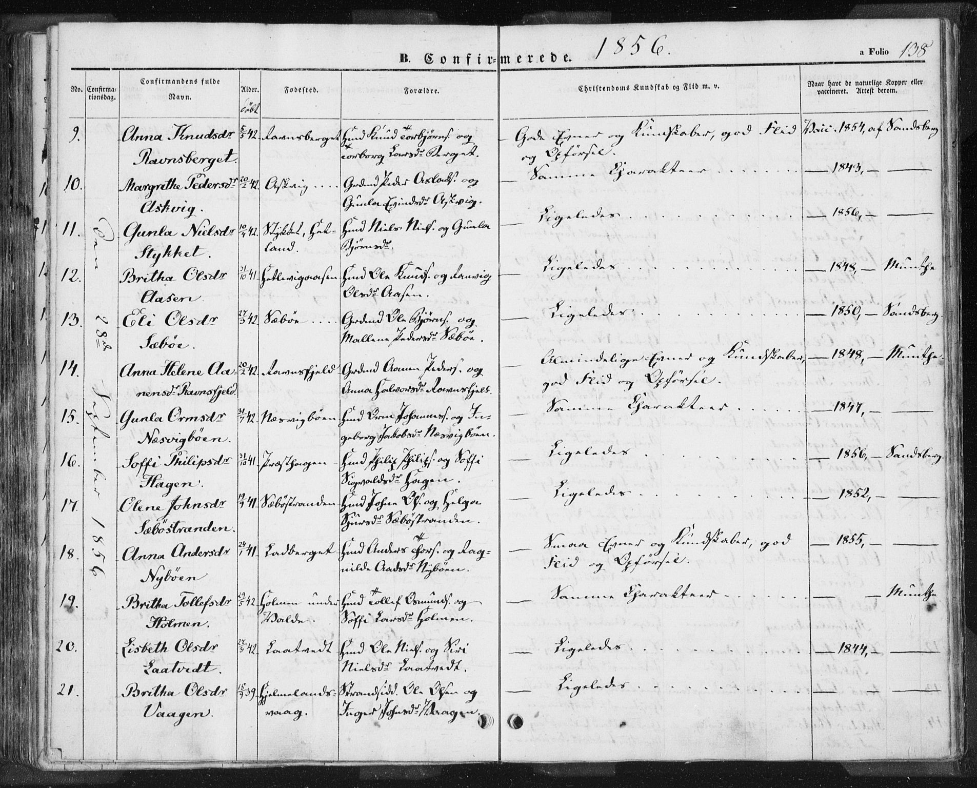 Hjelmeland sokneprestkontor, AV/SAST-A-101843/01/IV/L0009: Parish register (official) no. A 9, 1846-1860, p. 138