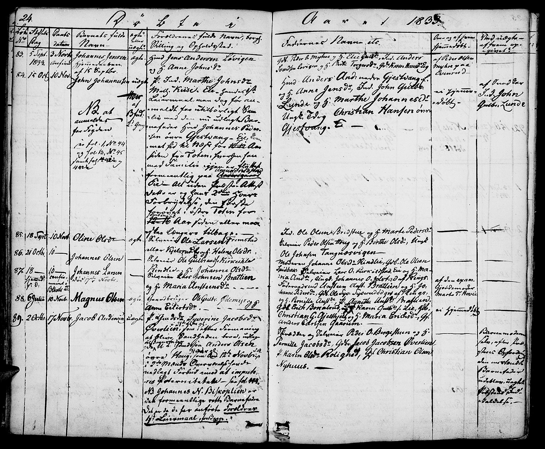 Nes prestekontor, Hedmark, AV/SAH-PREST-020/K/Ka/L0003: Parish register (official) no. 3, 1827-1851, p. 24