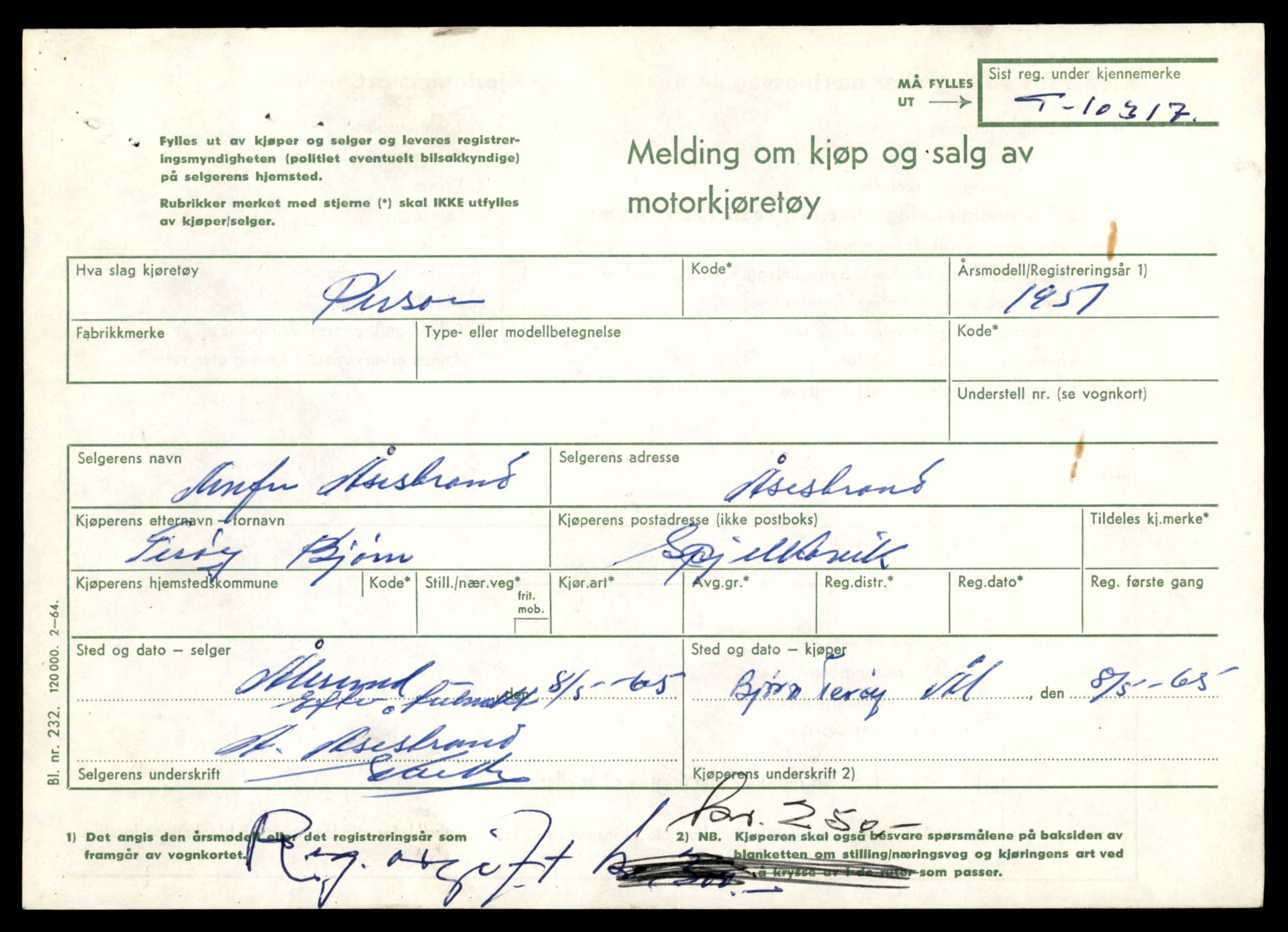 Møre og Romsdal vegkontor - Ålesund trafikkstasjon, AV/SAT-A-4099/F/Fe/L0019: Registreringskort for kjøretøy T 10228 - T 10350, 1927-1998, p. 2249