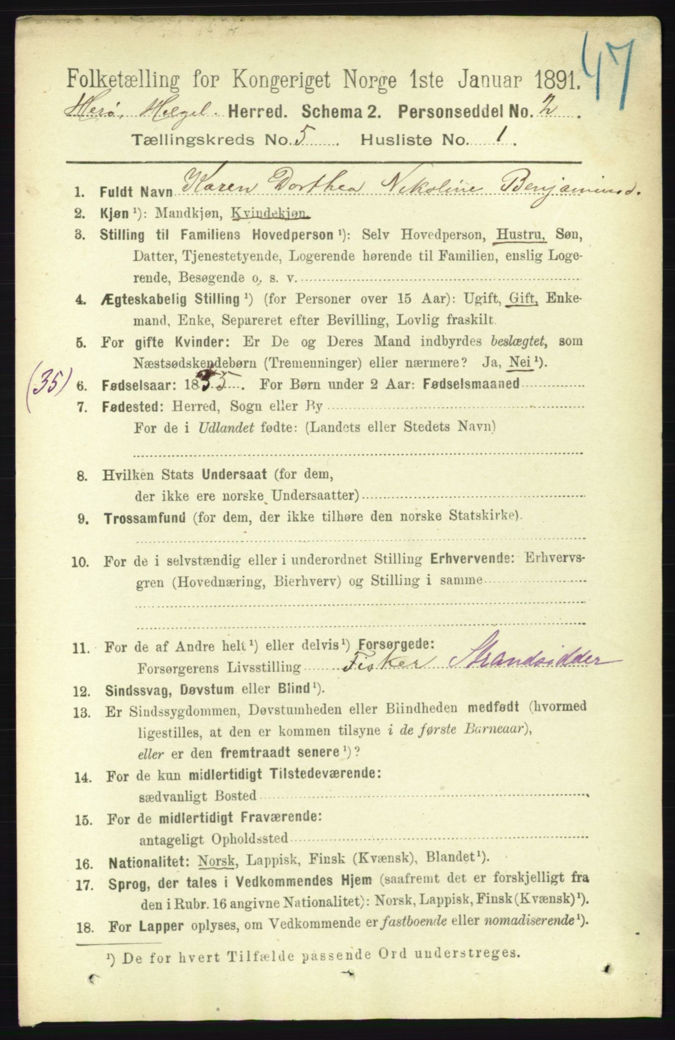 RA, 1891 census for 1818 Herøy, 1891, p. 1401