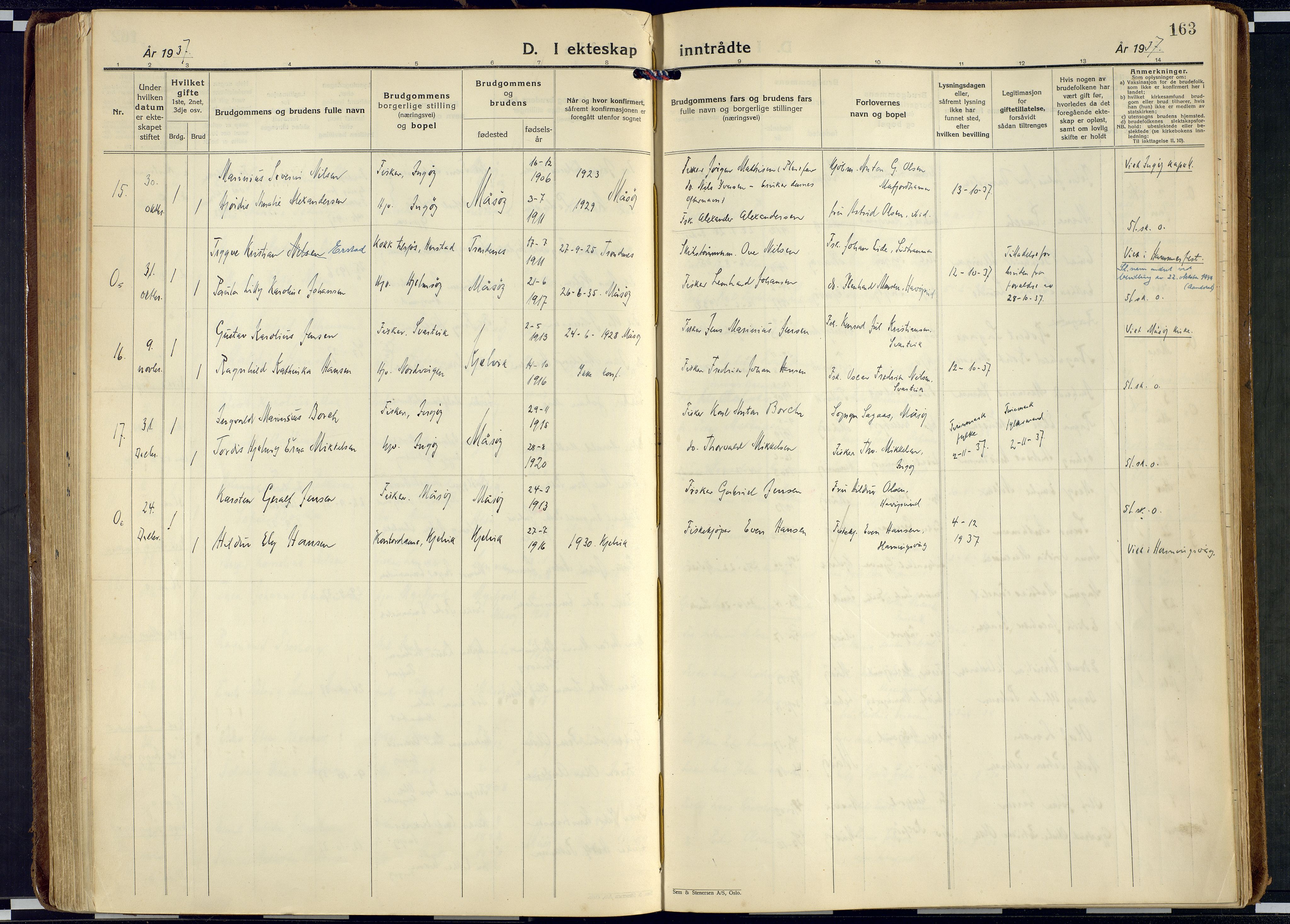 Måsøy sokneprestkontor, AV/SATØ-S-1348/H/Ha/L0011kirke: Parish register (official) no. 11, 1933-1947, p. 163