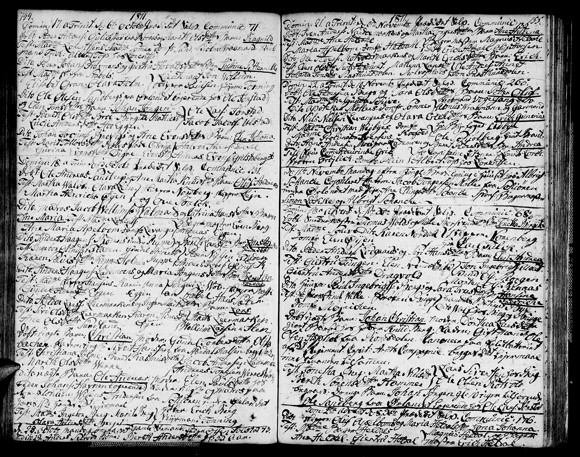 Ministerialprotokoller, klokkerbøker og fødselsregistre - Sør-Trøndelag, SAT/A-1456/604/L0181: Parish register (official) no. 604A02, 1798-1817, p. 154-155