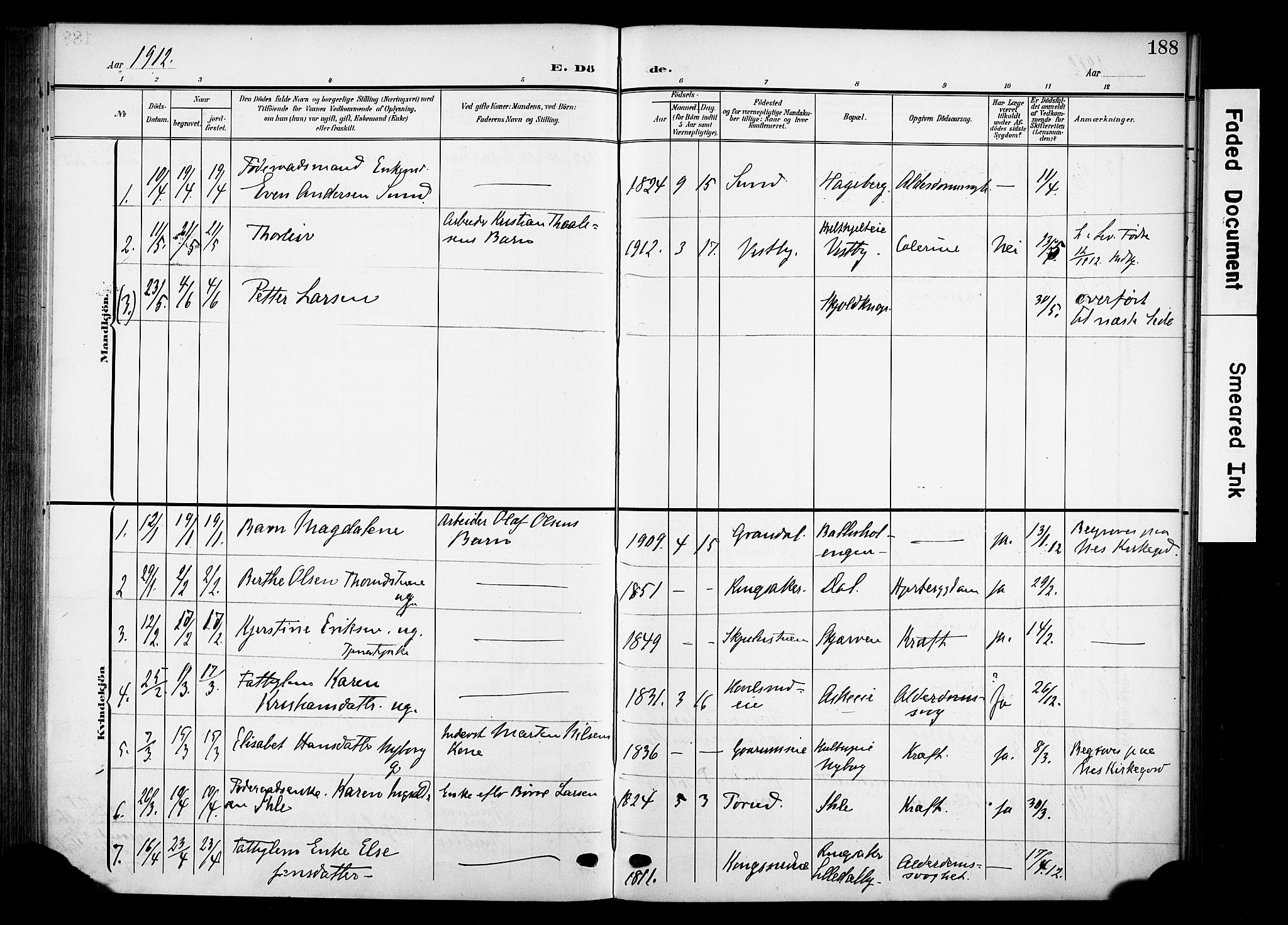 Nes prestekontor, Hedmark, SAH/PREST-020/K/Ka/L0013: Parish register (official) no. 13, 1906-1924, p. 188