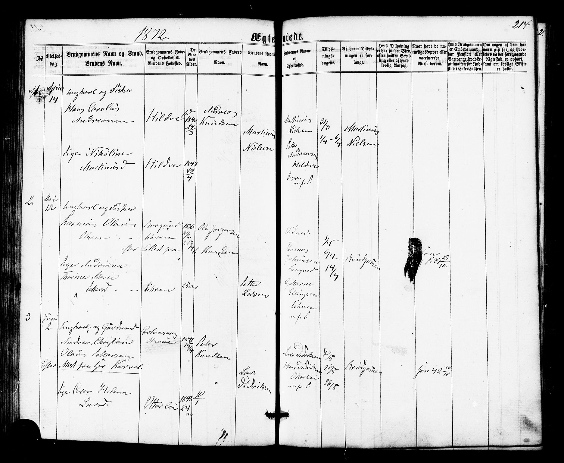 Ministerialprotokoller, klokkerbøker og fødselsregistre - Møre og Romsdal, SAT/A-1454/536/L0498: Parish register (official) no. 536A07, 1862-1875, p. 214